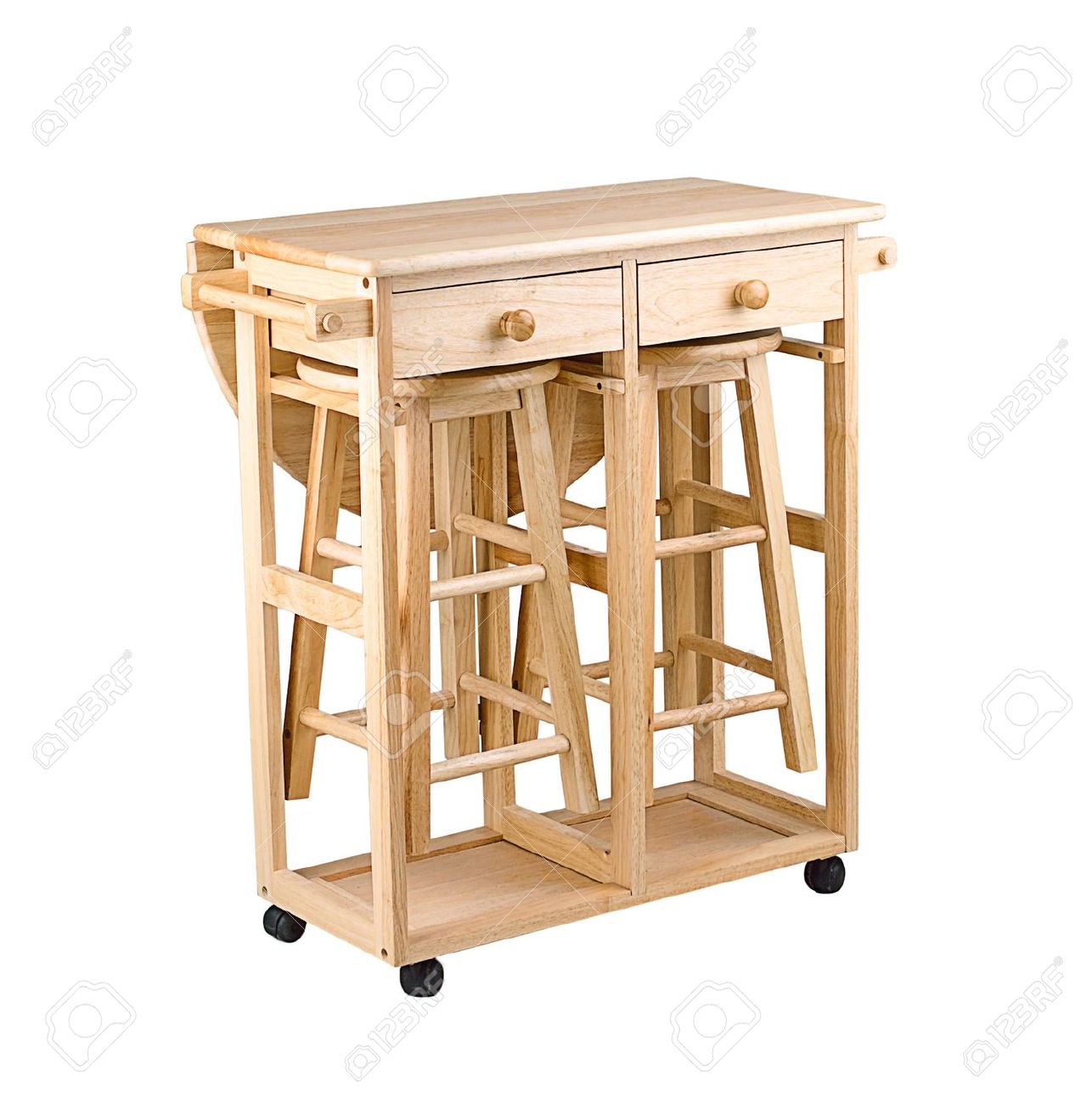 Folding and movable wooden table with drawers for little kitchen ... Konyhaasztal kis konyhába