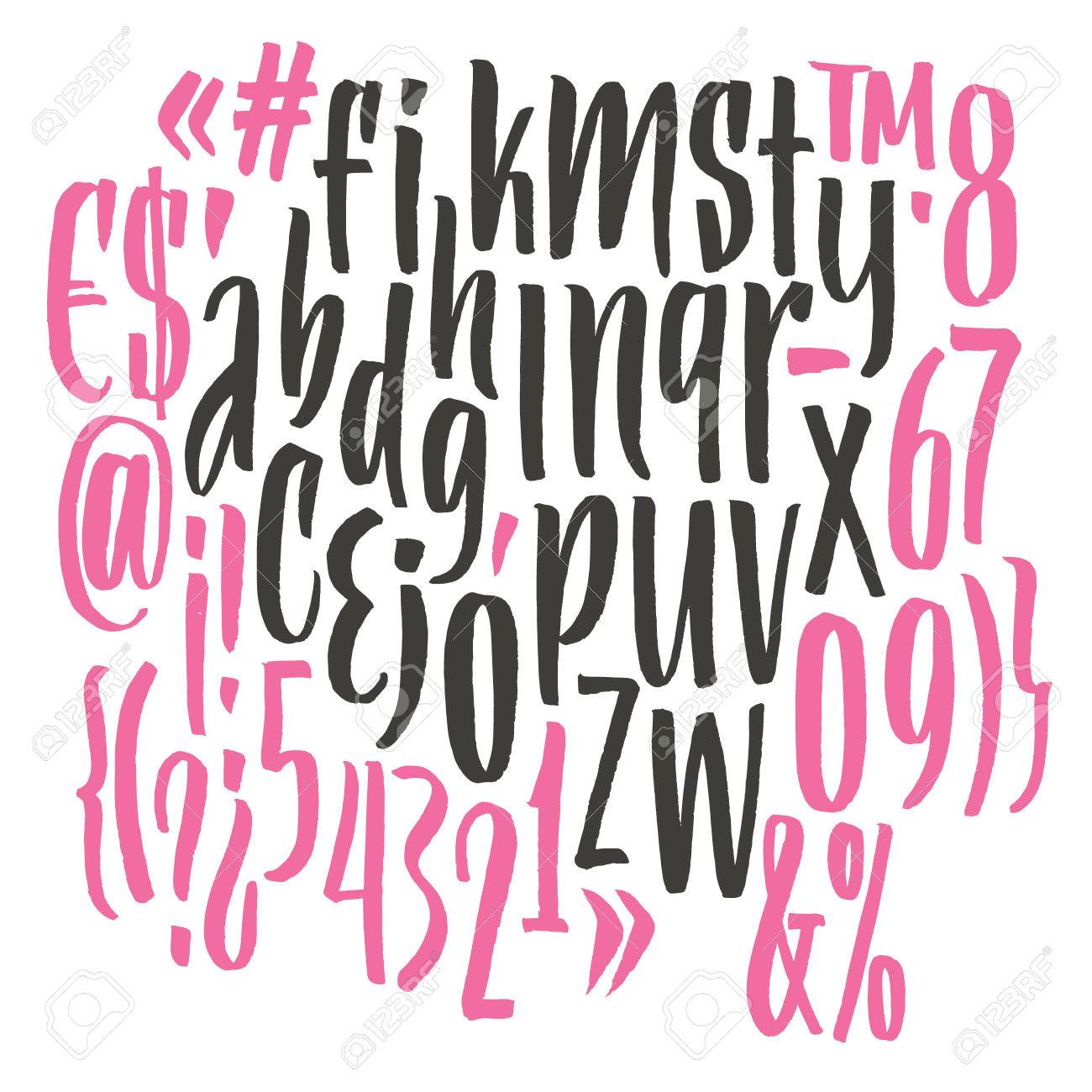 handwritten script font brush font lowercase numbers punctuation