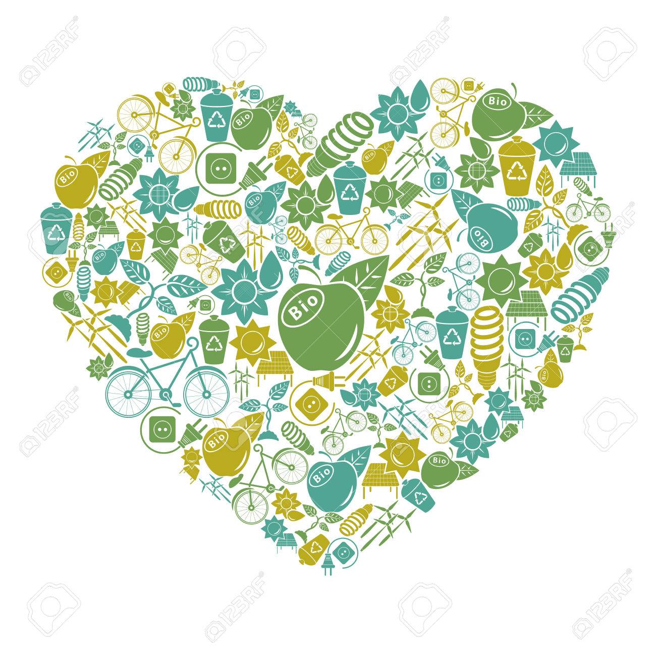 postcard in the form of hearts with the environmental theme royalty