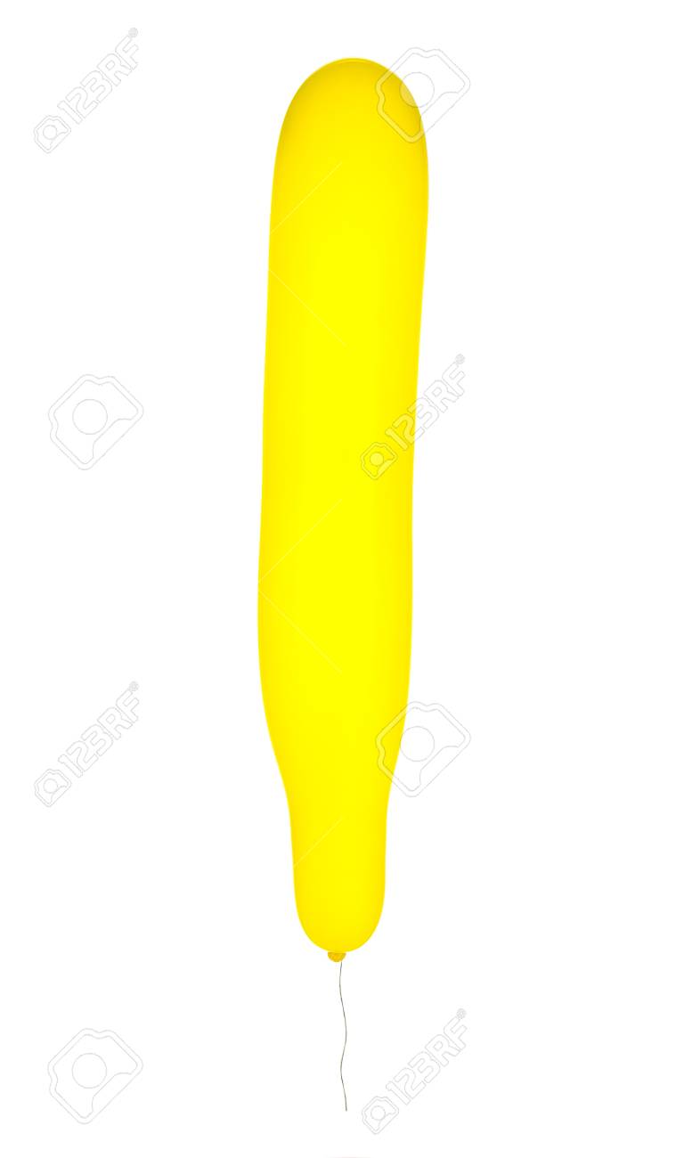黄色膨らませて長い風船に白で隔離 の写真素材 画像素材 Image