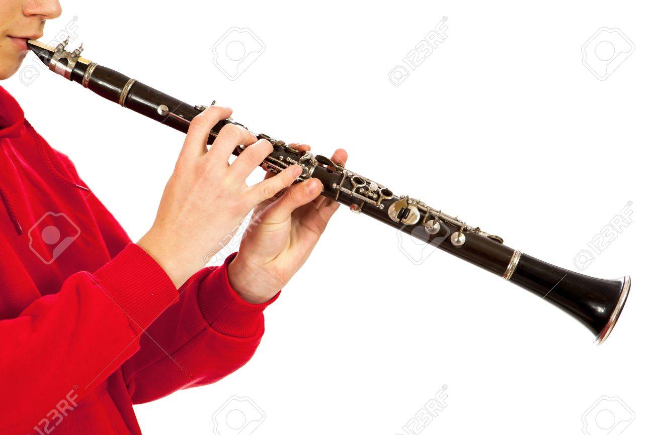 Joueur De Clarinette Isole Sur Fond Blanc Banque D Images Et Photos Libres De Droits Image