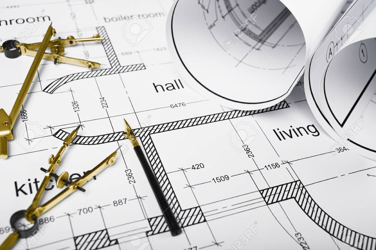 architektur gebäudezeichnungen bau des gebäudes layout gebäudezeichnung auf papier eine reihe von zeichenwerkzeugen rollte pläne des auf eine von architektur gebäudezeichnungen bau des gebäudes layout gebäudezeichnung auf papier eine reihe von zeichenwerkzeugen rollte pläne des auf eine von
