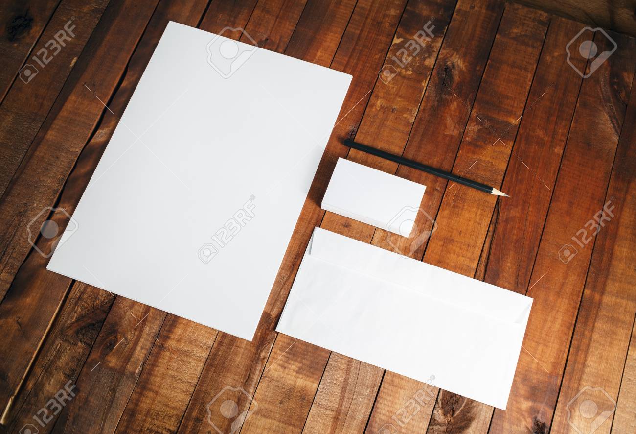Blank Stationery Set On Vintage Wooden Background Blank Id Template Stock Photo Picture And Royalty Free Image Image 57740940