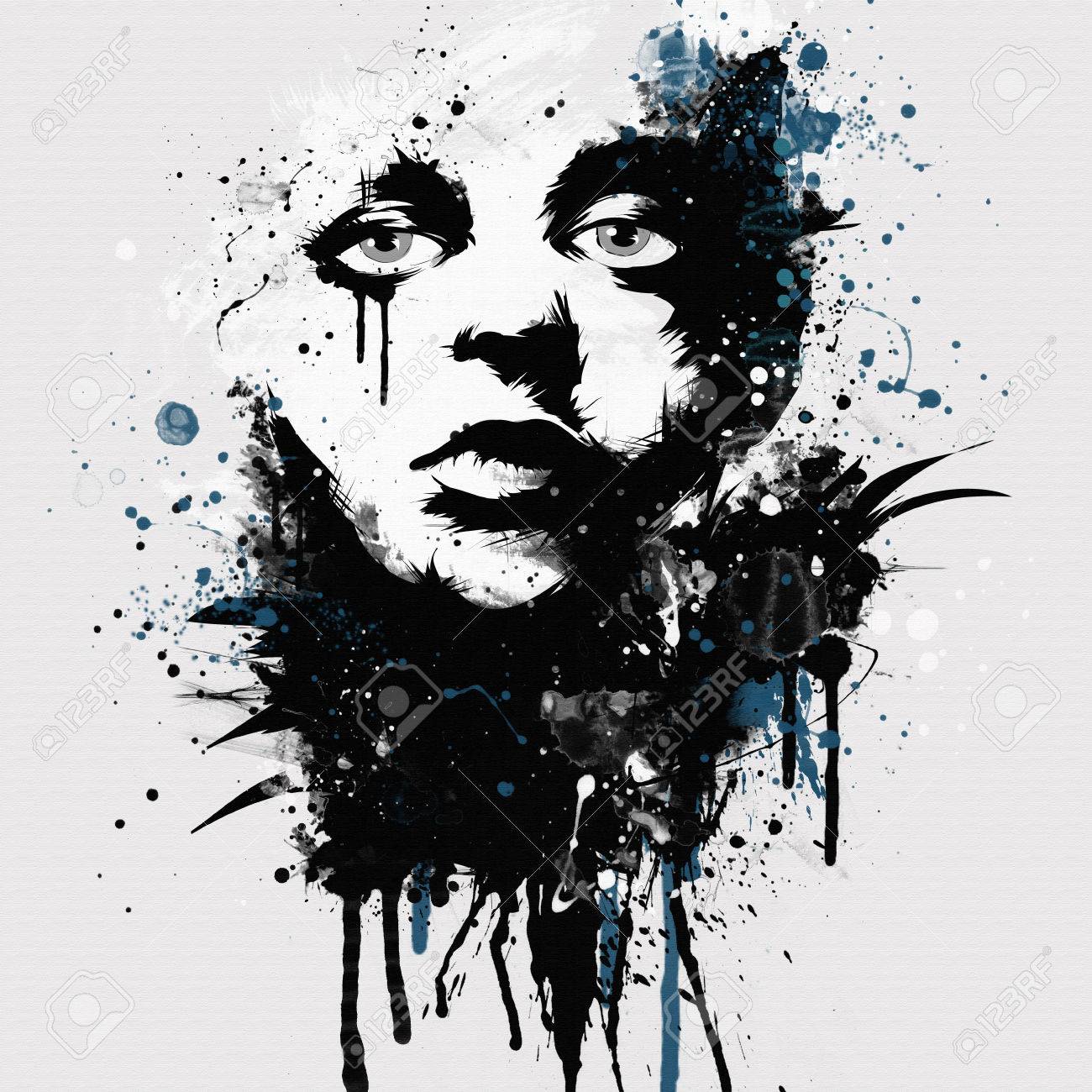 ファッション女性の顔 T シャツの印刷の概要 の写真素材 画像素材 Image