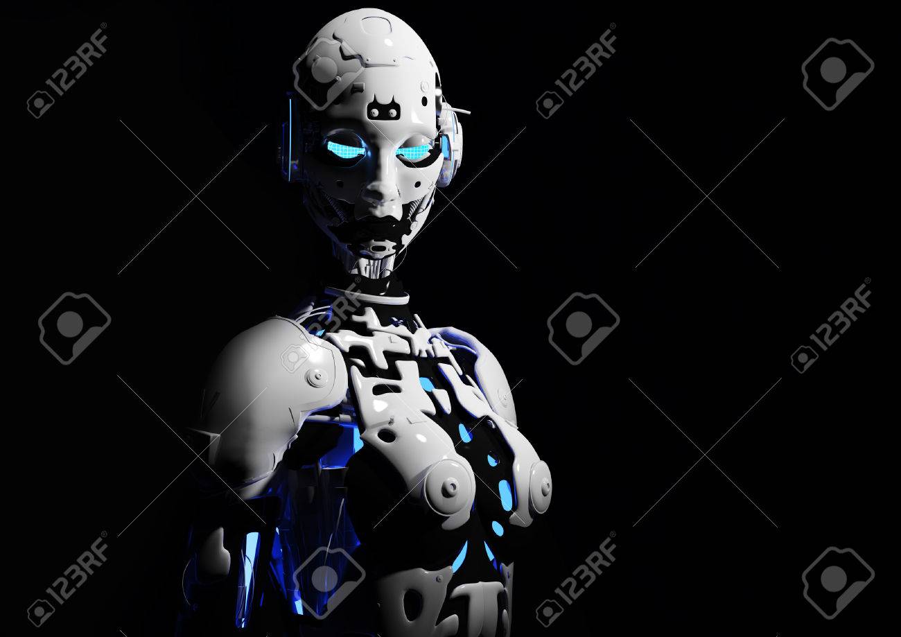 3 D イラスト サイバー パンクのスタイルのファッションの女の子 未来的なファッション アンドロイド の写真素材 画像素材 Image