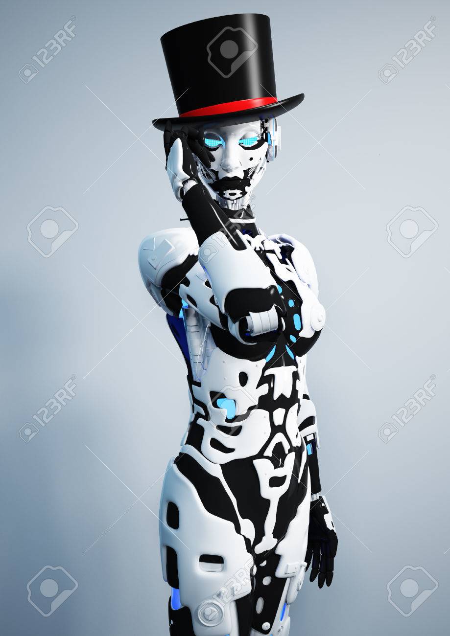 3 D イラスト サイバー パンクのスタイルのファッションの女の子 未来的なファッション の写真素材 画像素材 Image