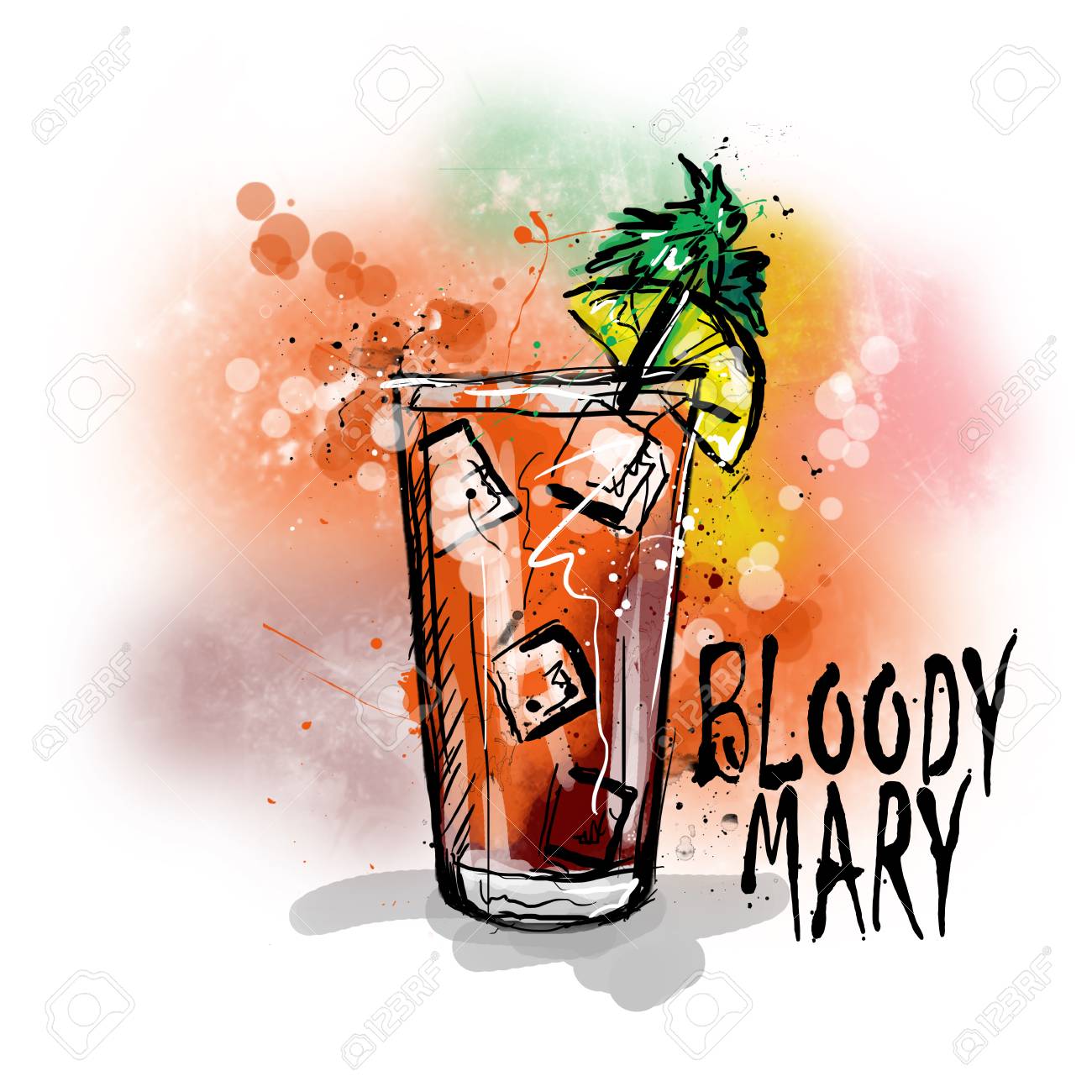 カクテルの手描きイラスト ブラッディマリー の写真素材 画像素材 Image