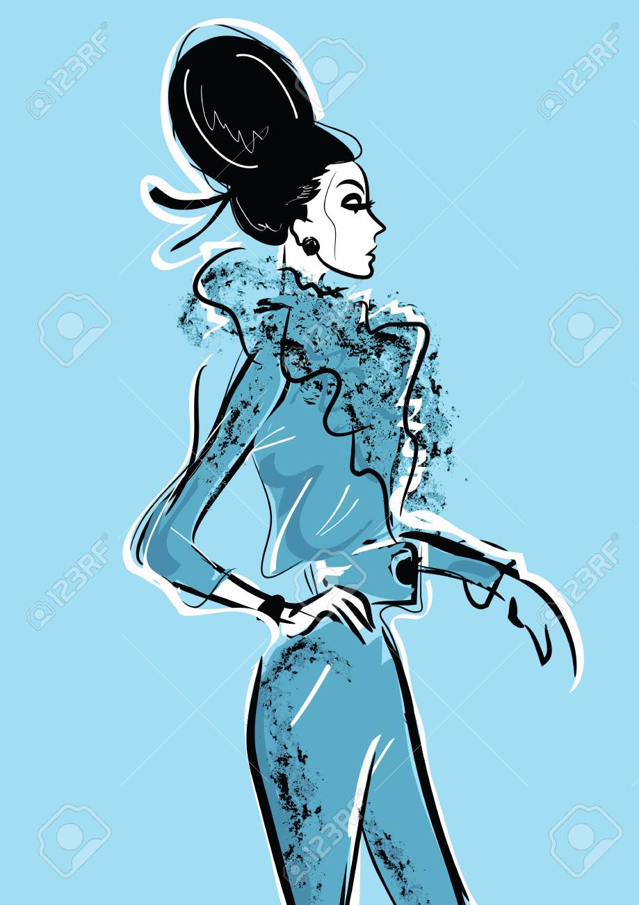 女性とグラフィック ドローイング デッサン の写真素材 画像素材 Image