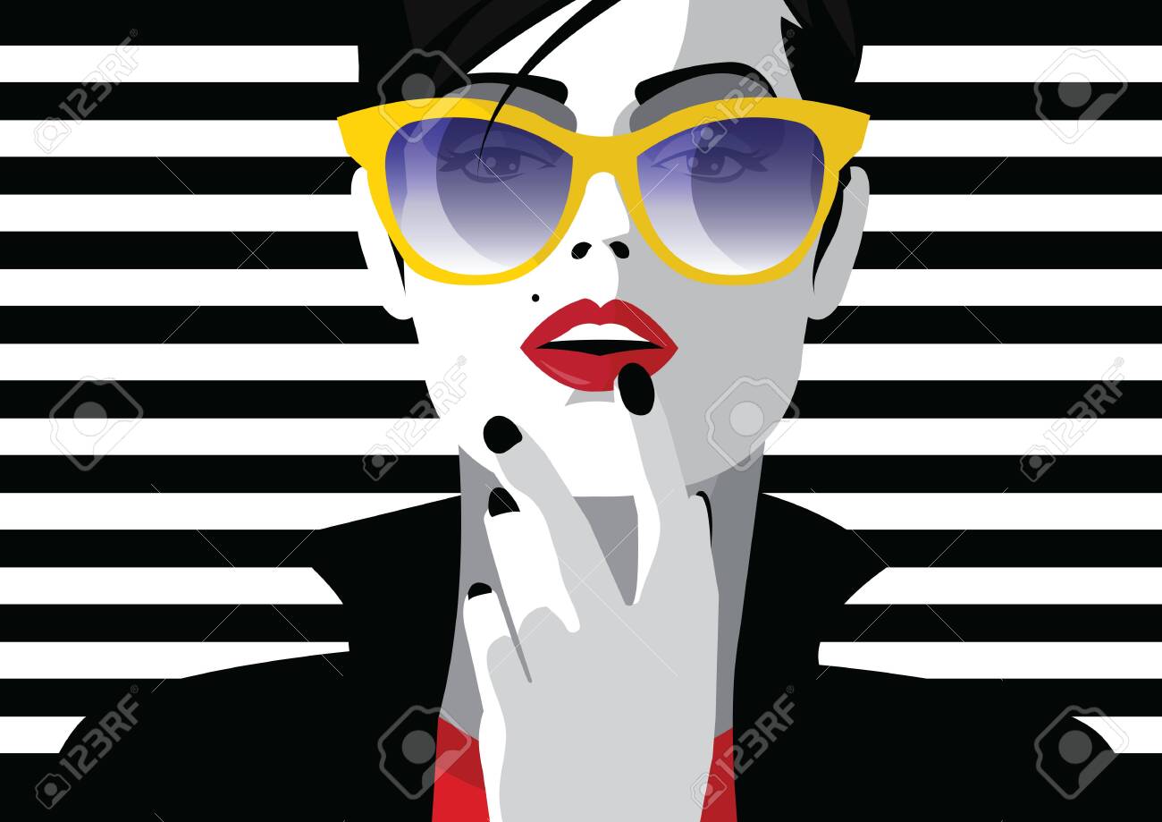 Fashion woman in style pop art. Vector illustration - 135932657 Fashion woman in style pop art. Vector illustration - 135932657