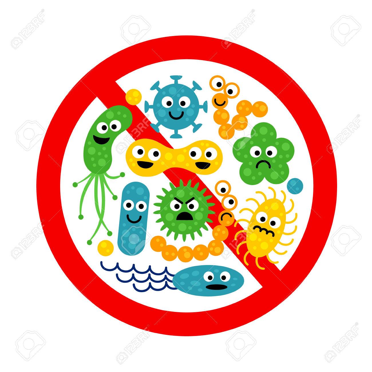 Stop bacterium sign with many cute cartoon gems in flat style isolated on white background. Alert circle symbol for antibacterial products. Art vector illustration. - 79282205 Stop bacterium sign with many cute cartoon gems in flat style isolated on white background. Alert circle symbol for antibacterial products. Art vector illustration. - 79282205