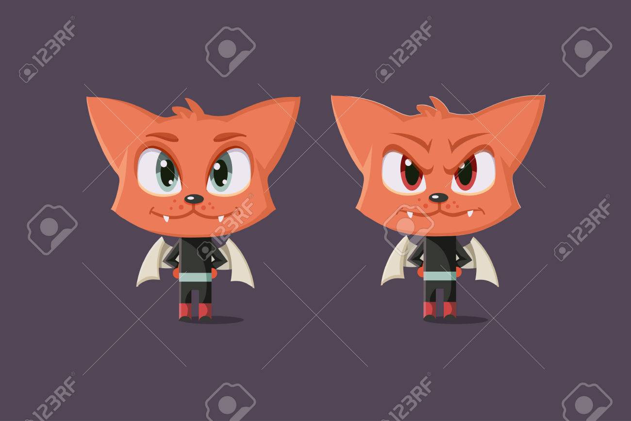 illustration of good and evil mythical cat with wings royalty free