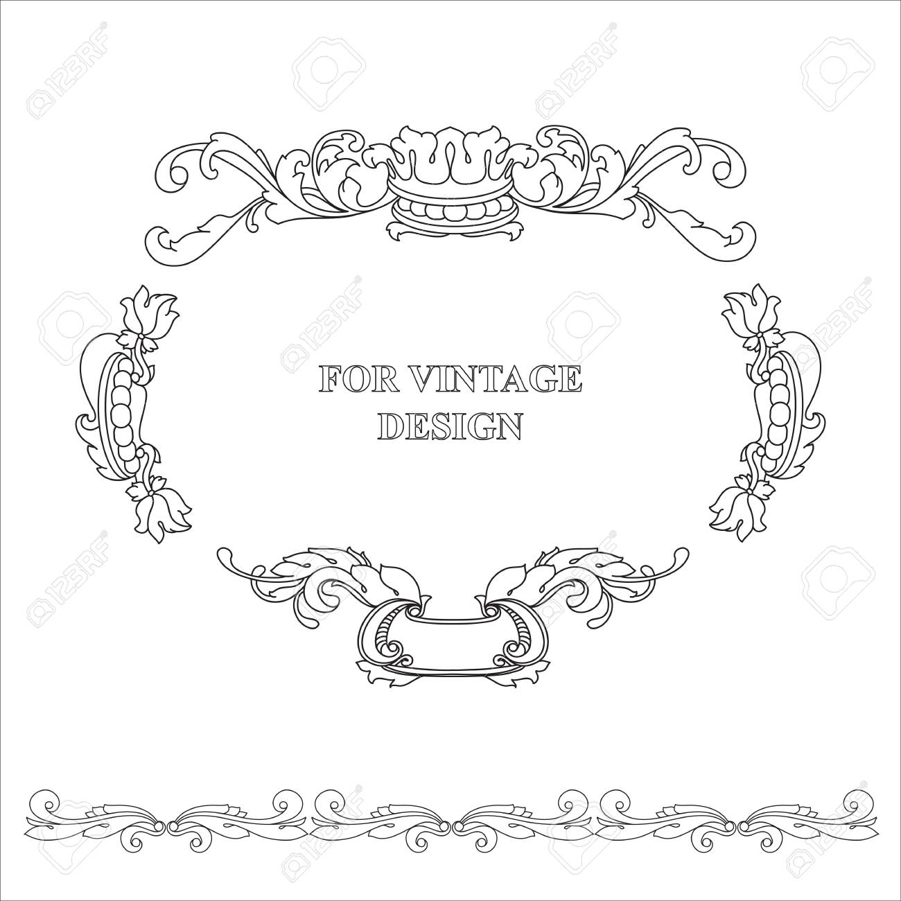 ビンテージ デザインの白い背景の花飾りとベクトルのフレーム 手描きアート 装飾的なレトロなバナー バロック様式 アンティーク花のイラスト のイラスト素材 ベクタ Image ビンテージ デザインの白い背景の花飾りとベクトルのフレーム 手描きアート 装飾的なレトロなバナー バロック様式 アンティーク花のイラスト のイラスト素材 ベクタ Image
