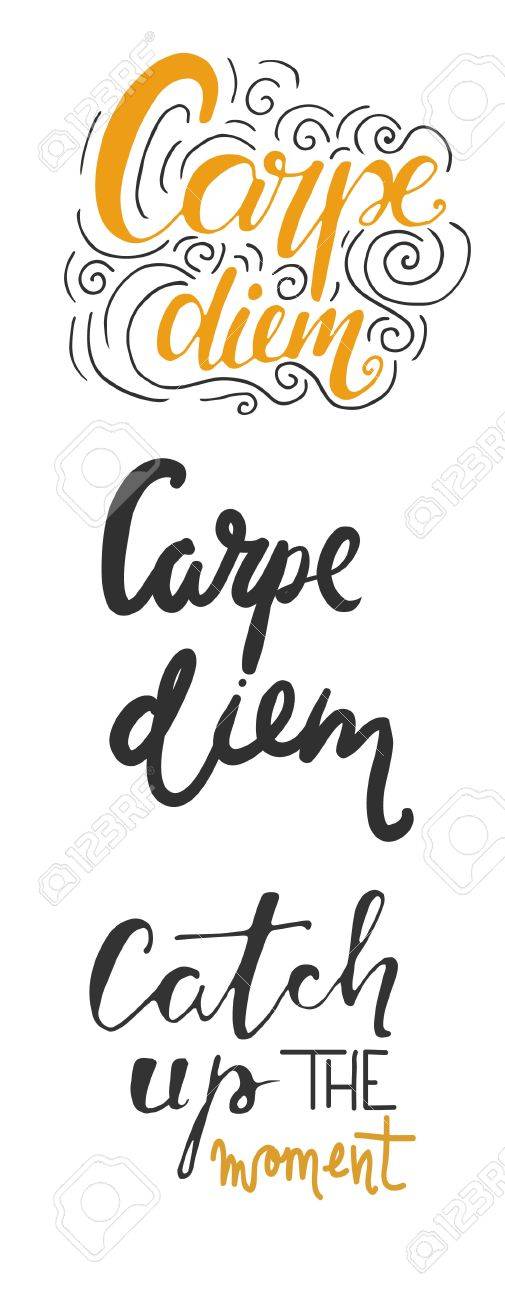 今を楽しめ 瞬間をキャッチします 意欲を高める相場を設定します あなたのデザインのレタリングそしてカスタムのタイポグラフィを手 T シャツ バッグ ポスター 招待状 カード 等のため のイラスト素材 ベクタ Image 61782670