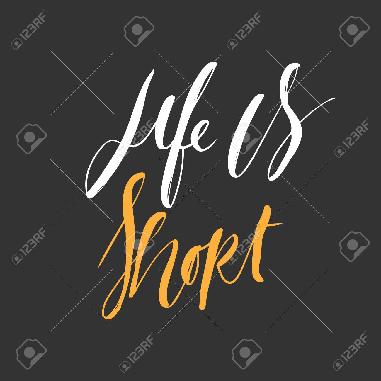 ポスター 感動の言葉を引用 格言に動機を与えます 人生は短いです 手レタリング のイラスト素材 ベクタ Image