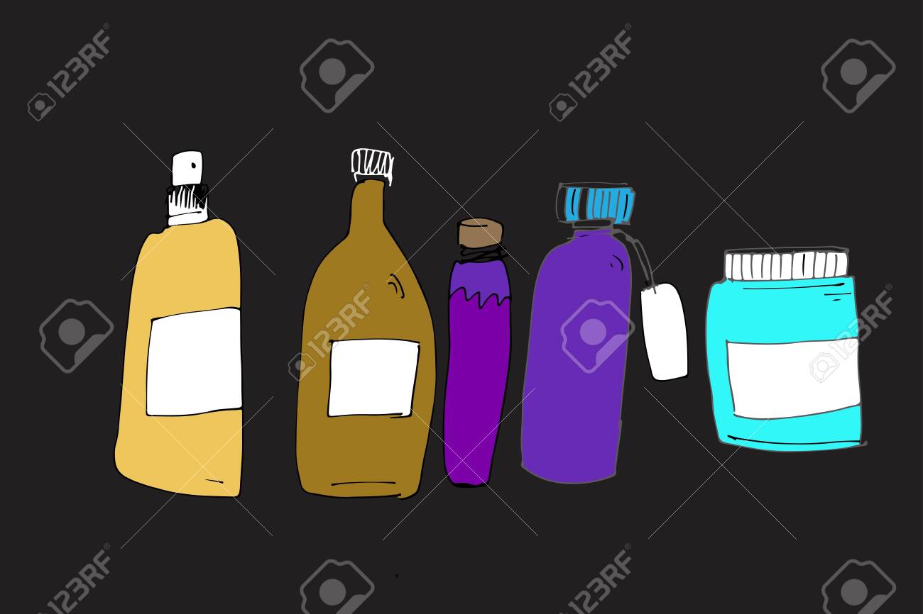 Botttles hand drawn illustration set for your design posters, textile, website - 118664522 Botttles hand drawn illustration set for your design posters, textile, website - 118664522