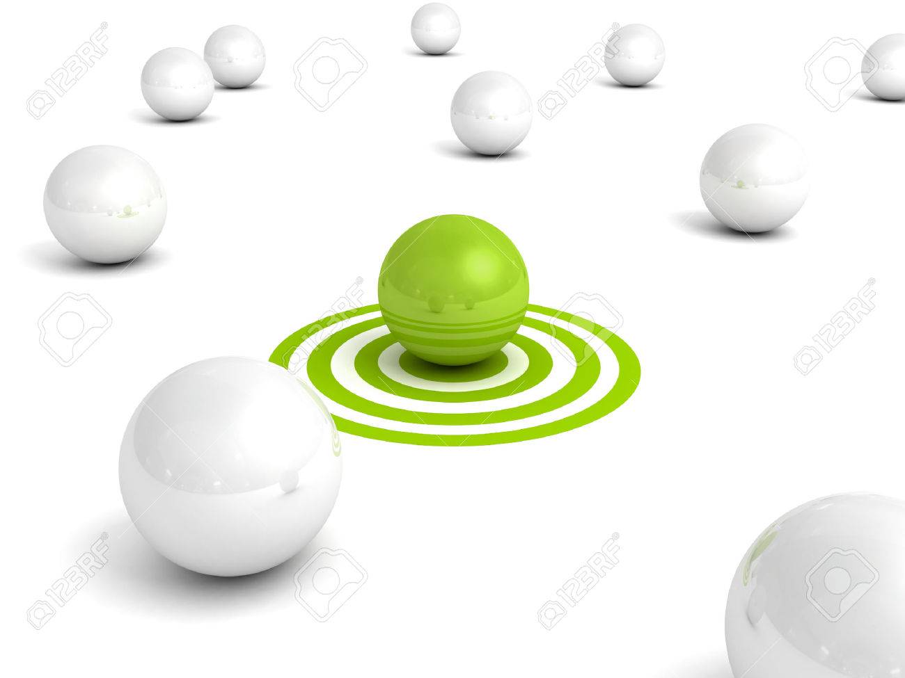 Verschiedene Grune Kugel Auf Ziel Aus Weissen Kugeln Einzelnen Geschaftsfuhrungserfolg Konzept 3d Render Illustraition Lizenzfreie Fotos Bilder Und Stock Fotografie Image 27944345
