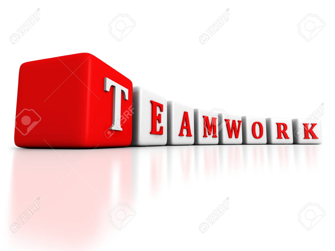 concept teamwork word blocks raw structure on white background