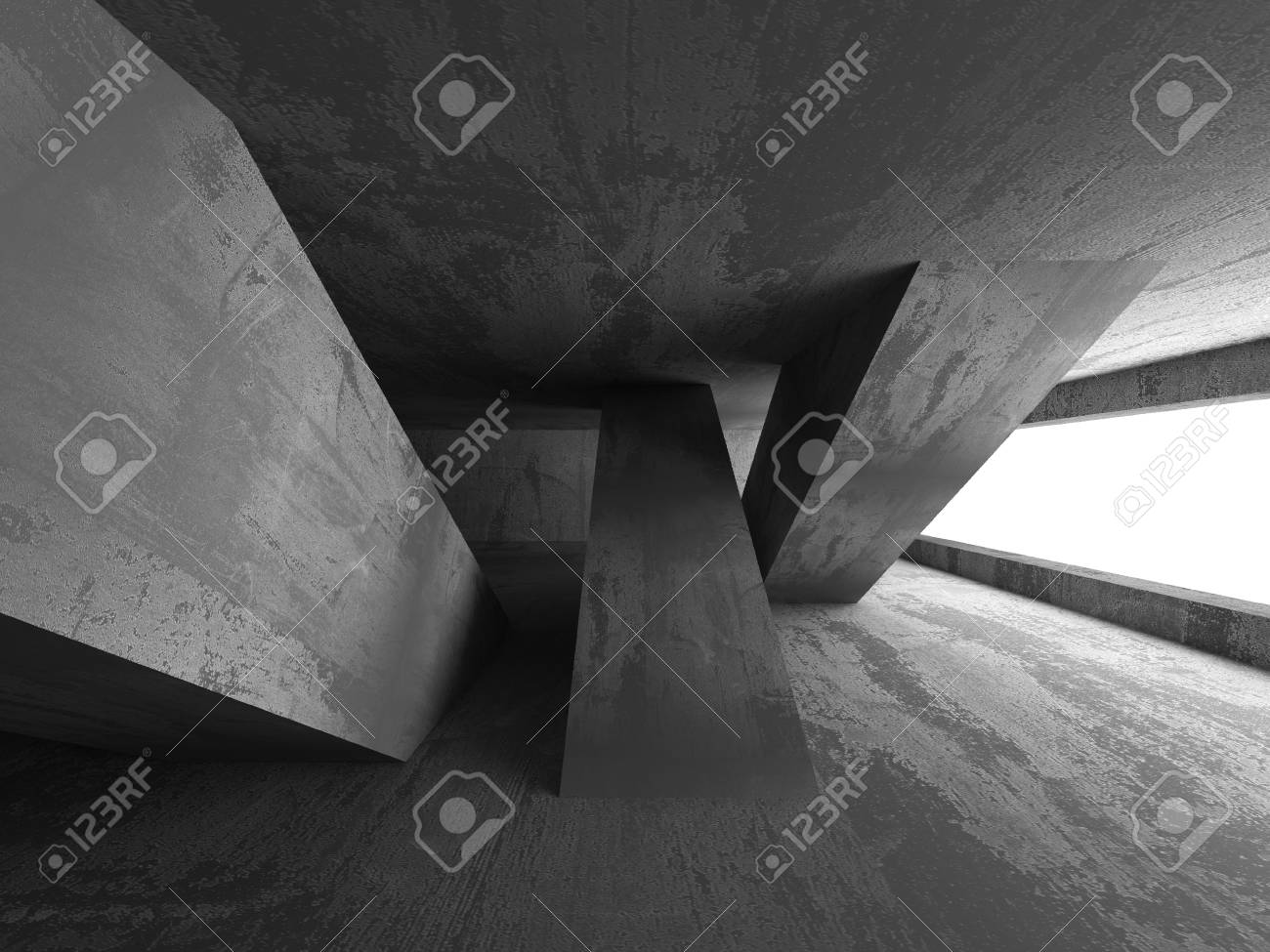 Muros De Hormigón Cuarto Oscuro Interior Fondo Abstracto. 3d ... Muros De Hormigón Cuarto Oscuro Interior Fondo Abstracto. 3d ...