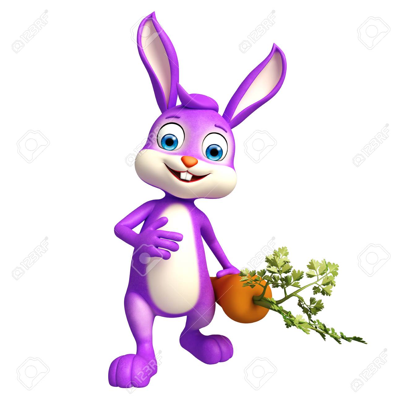 人参の 3 D イースターのウサギのイラスト キャラクター の写真素材 画像素材 Image