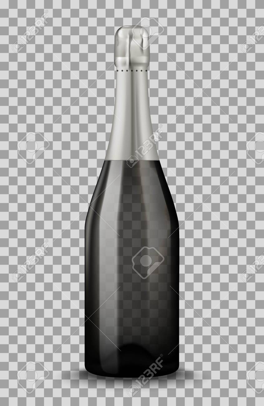 Download Realistic Black Champagne Bottle Isolated On Transparent Background Royalty Free Cliparts Vectors And Stock Illustration Image 95306473