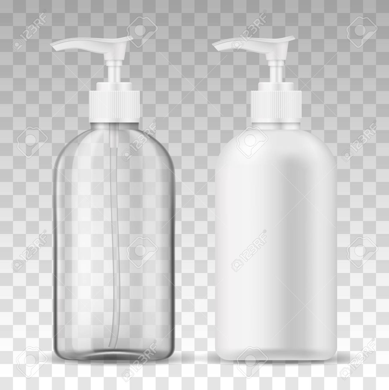 Download Ads Template Mockup Two Realistic Plastic Bottles With Dispenser Royalty Free Cliparts Vectors And Stock Illustration Image 96210007