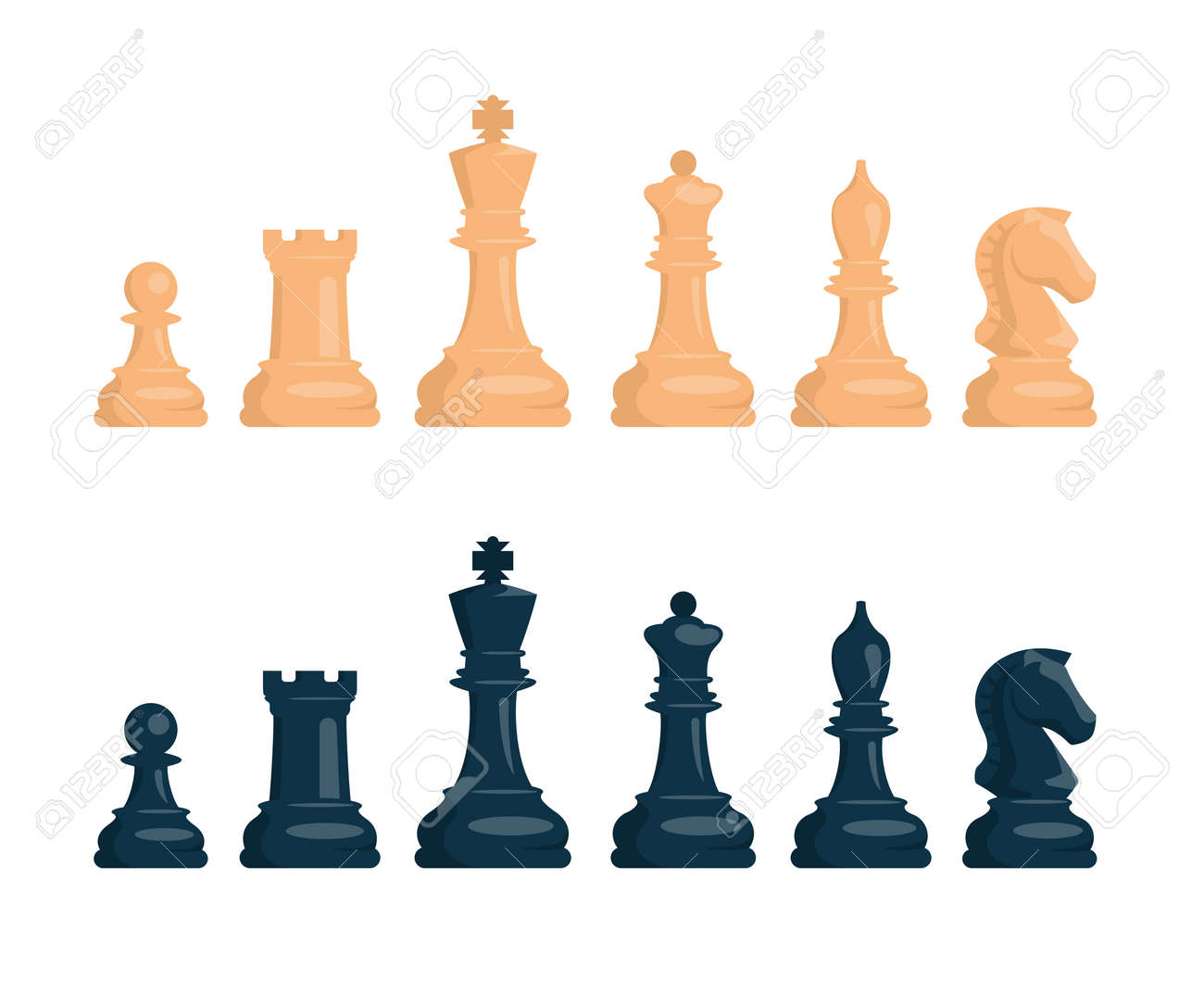 Premium Vector Set of chess pieces vector rook knight king pawn