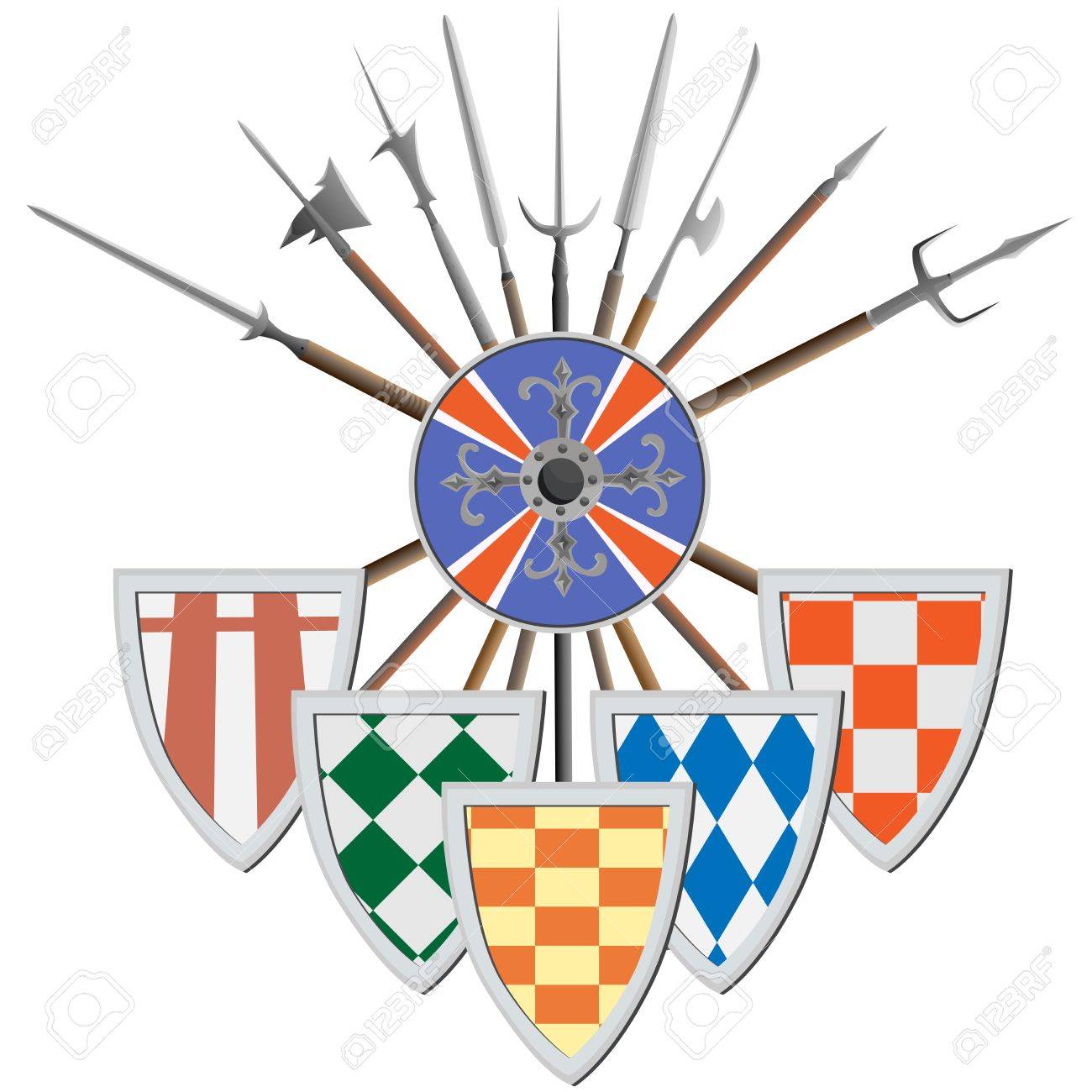 中世のピーク斜め異なる先鋒 盾 紋章 ベクター イラスト のイラスト素材 ベクタ Image