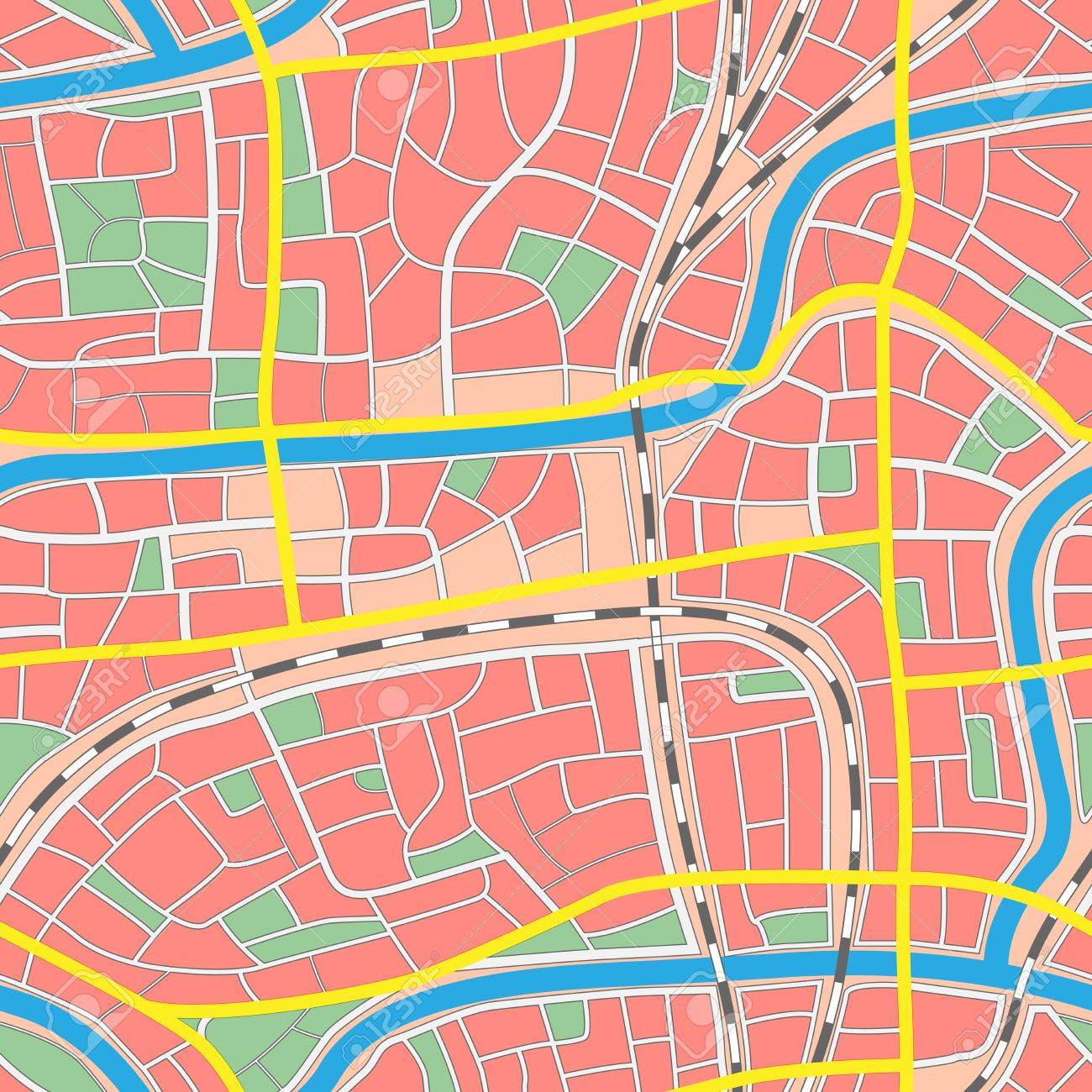 Nahtlose Hintergrund Karte Von Stadt Mit Stadtteilen Strassen Flusse Parks Ohne Namen Lizenzfrei Nutzbare Vektorgrafiken Clip Arts Illustrationen Image