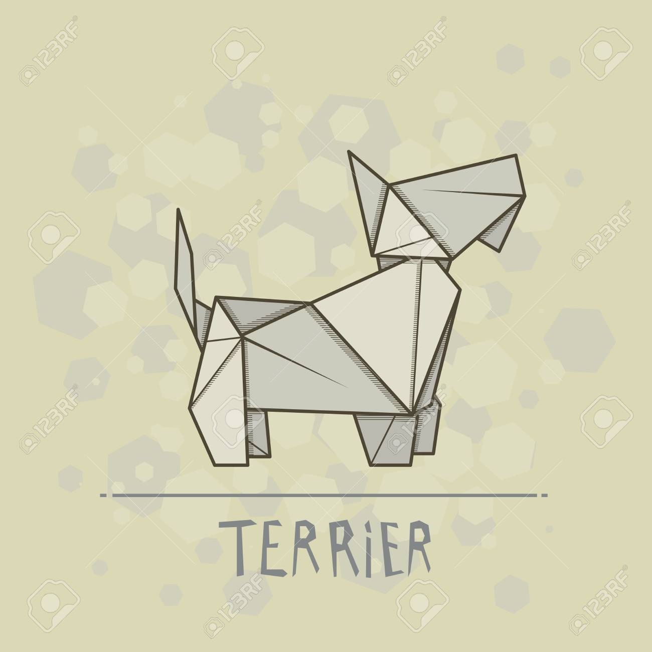犬のベクトルを単純な図紙折り紙テリア のイラスト素材 ベクタ Image