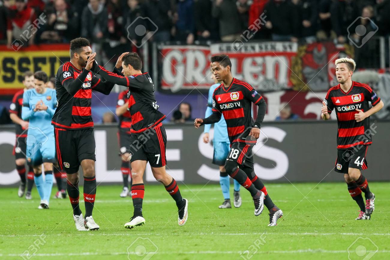 Leverkusen Germany December 9 2015 The Players Of Bayer 04 Stock Photo Picture And Royalty Free Image Image 49414615