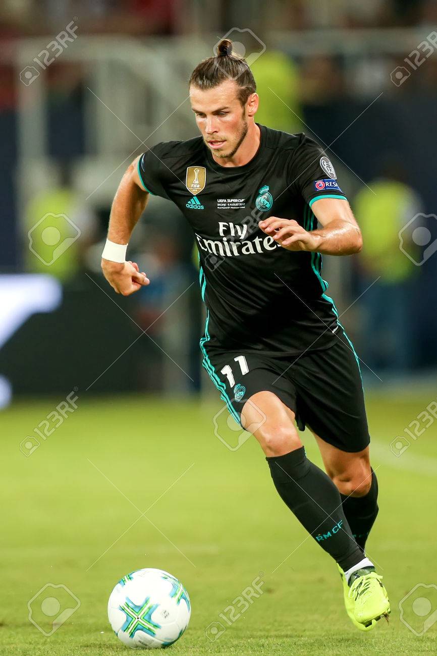 skopje fyrom august 8 2017 real madrid gareth bale during