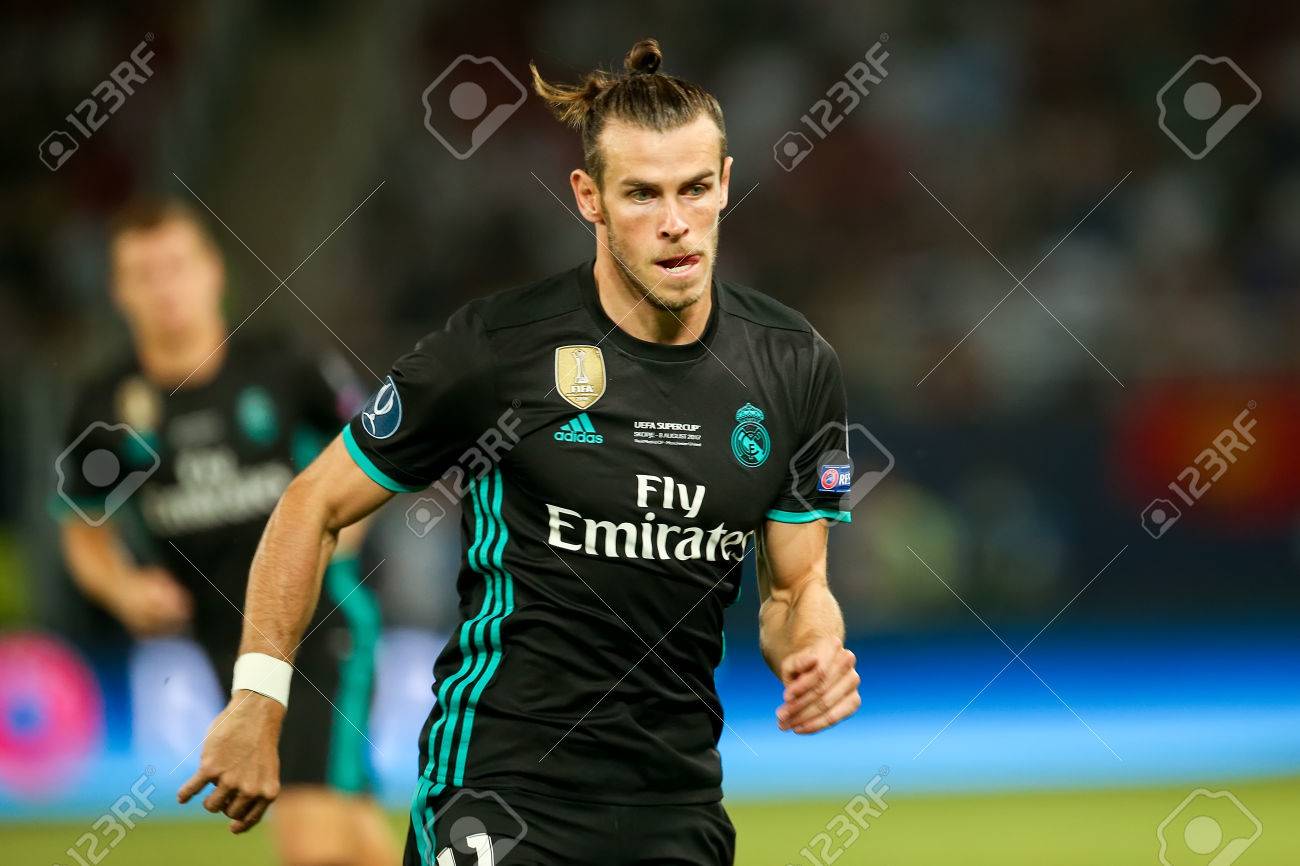 skopje fyrom august 8 2017 real madrid gareth bale during