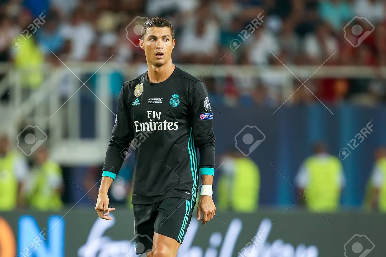 Skopje, FYROM - August 8,2017: Real Madrid Cristiano Ronaldo During The  UEFA Super Cup Final Match Between Real Madrid And Manchester United At  Philip II Arena In Skopje Stock Photo, Picture and