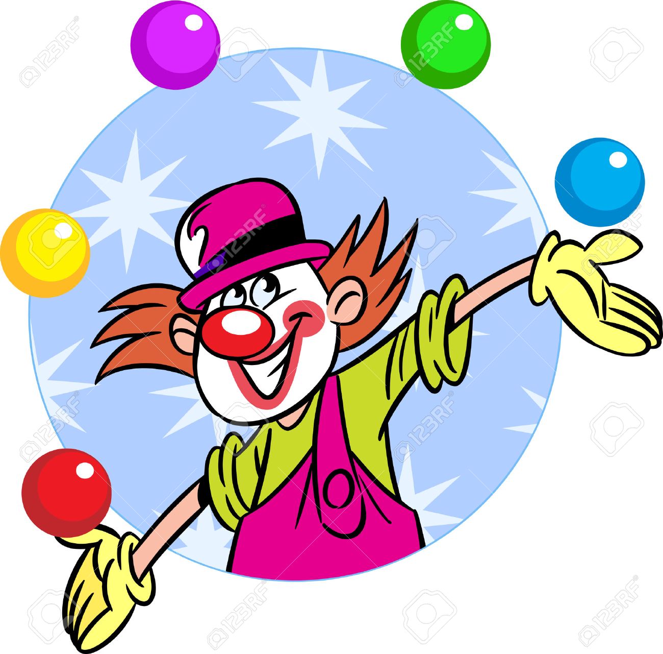 La Ilustración Muestra A Un Payaso De Circo Que Hace Juegos Malabares Bolas Ilustración Realizada En Estilo De Dibujos Animados En Capas Separadas Ilustraciones Vectoriales Clip Art Vectorizado Libre De Derechos Image