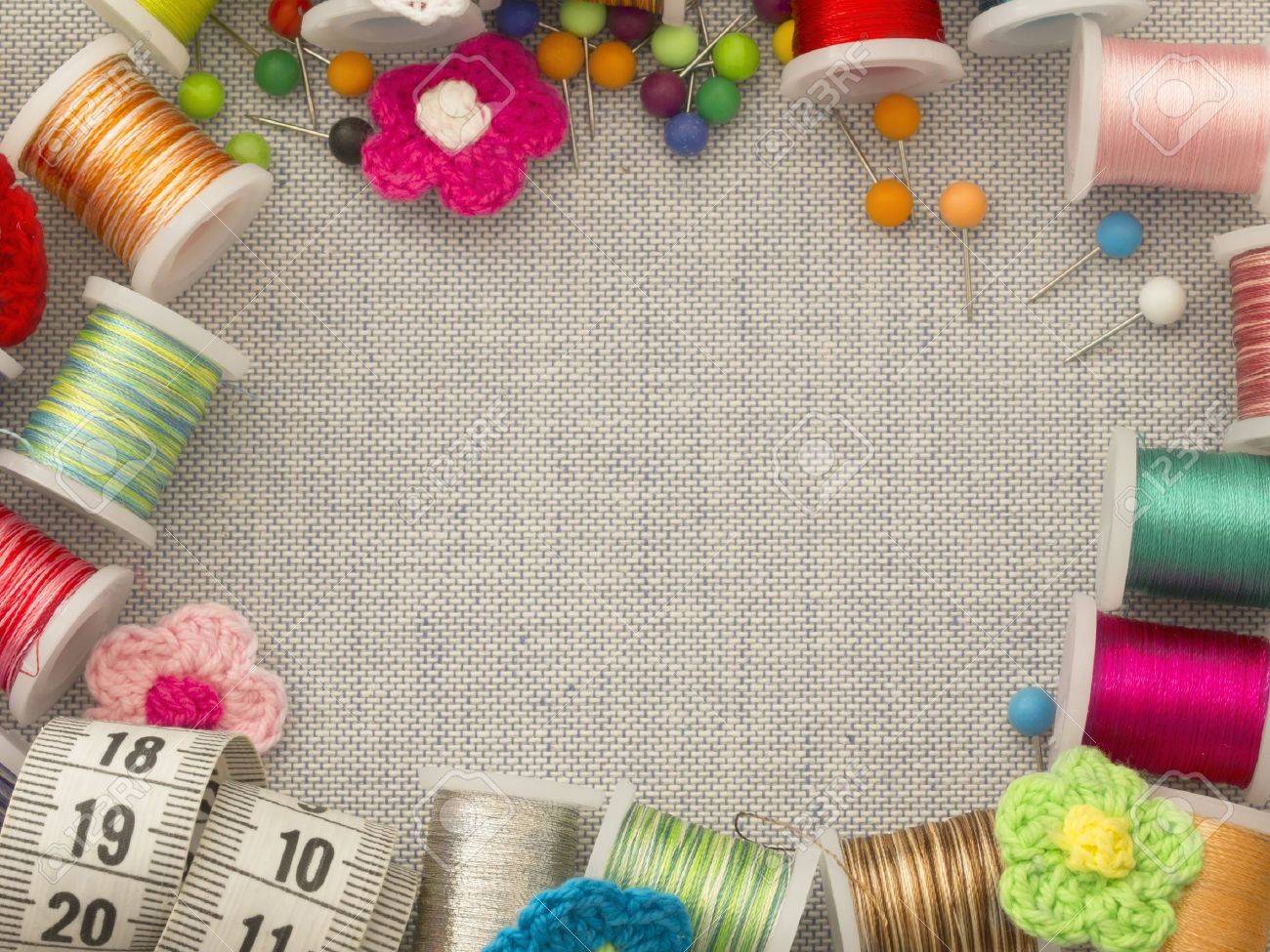 Border Made Of Sewing Tools Stock Photo, Picture and Royalty Free Image.  Image 17938905., image size:1300x975