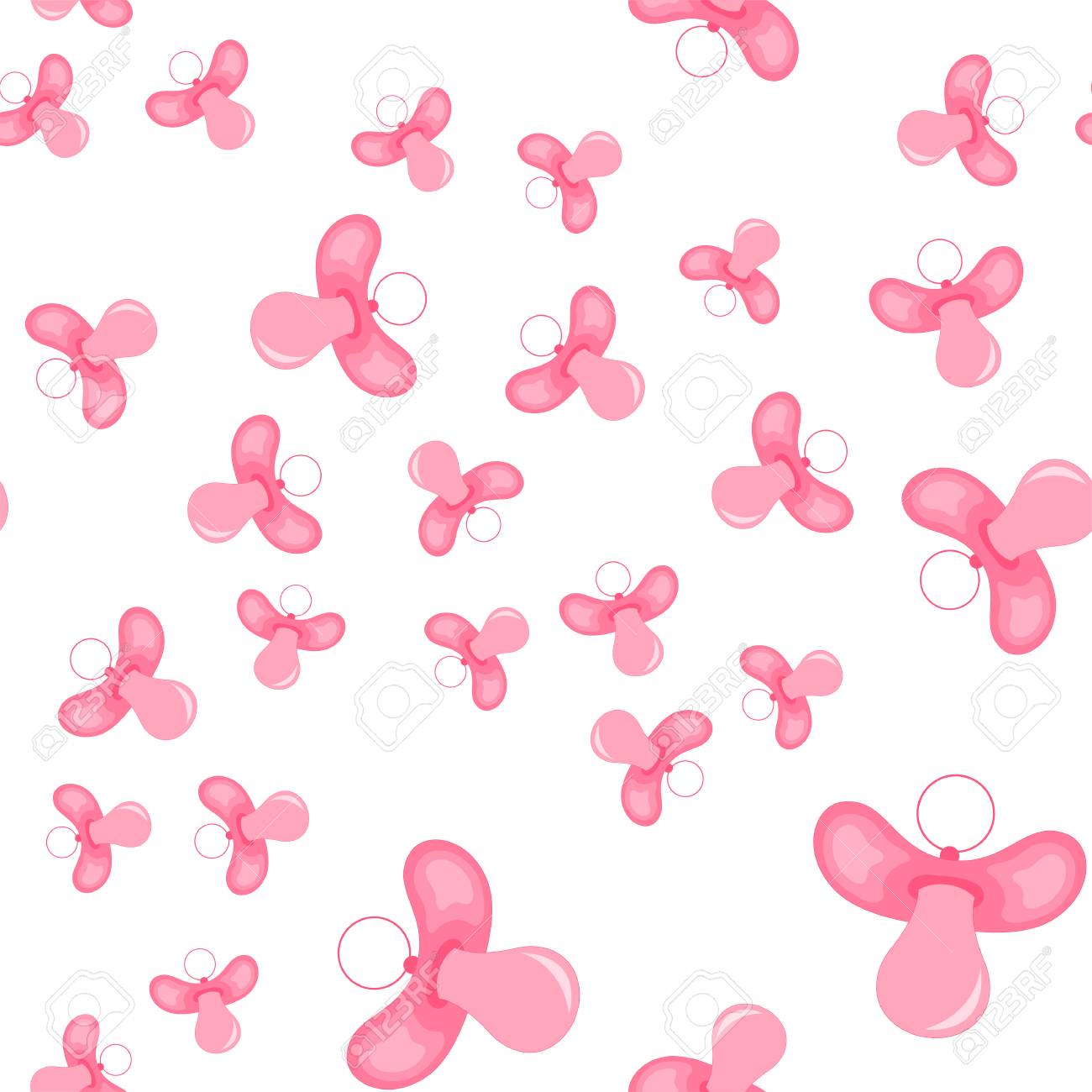 ピンク乳首の女の子のシームレス パターン。白地にキュートなイラスト。のイラスト素材・ベクター Image 86696228