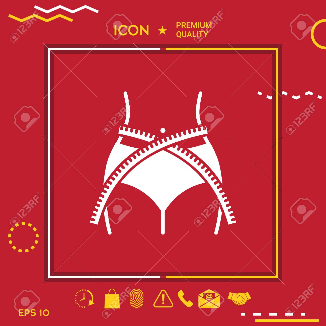 women waist with measuring tape weight loss icon in yellow and