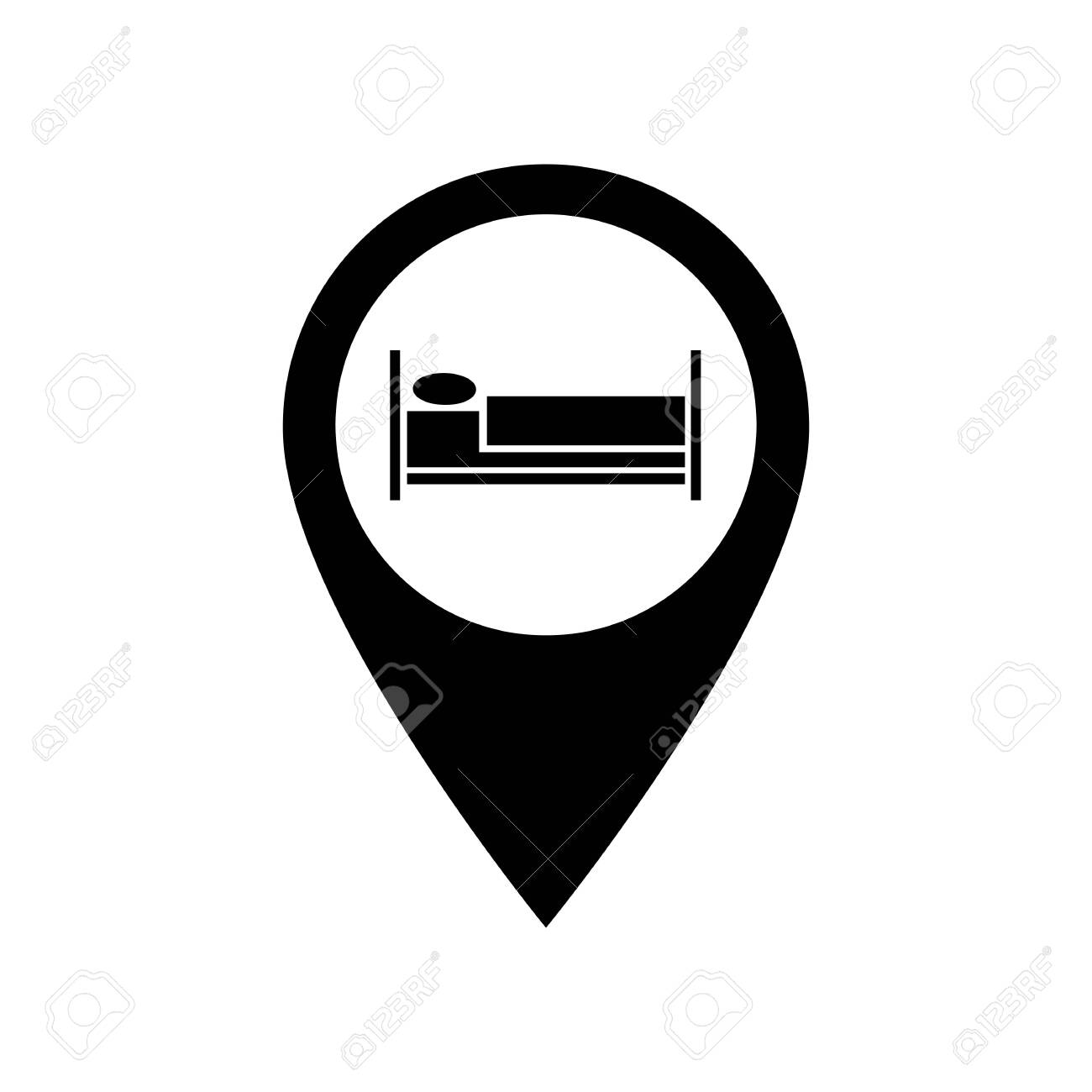 Hotel Symbol On Map Map Pointer Icon With Hostel Or Hotel Sign. Signs And Symbols For Your  Design Royalty Free Svg, Cliparts, Vectors, And Stock Illustration. Image  124265197.