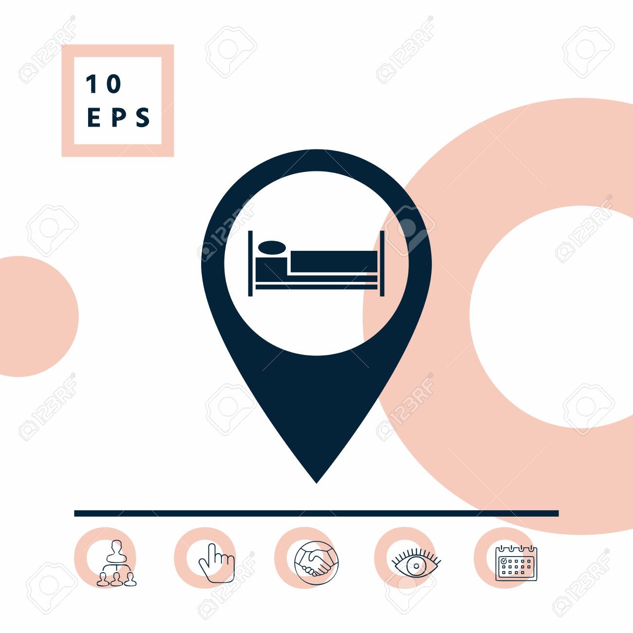 Hotel Symbol On Map Map Pointer Icon With Hostel Or Hotel Sign. Signs And Symbols For Your  Design Royalty Free Svg, Cliparts, Vectors, And Stock Illustration. Image  142375087.