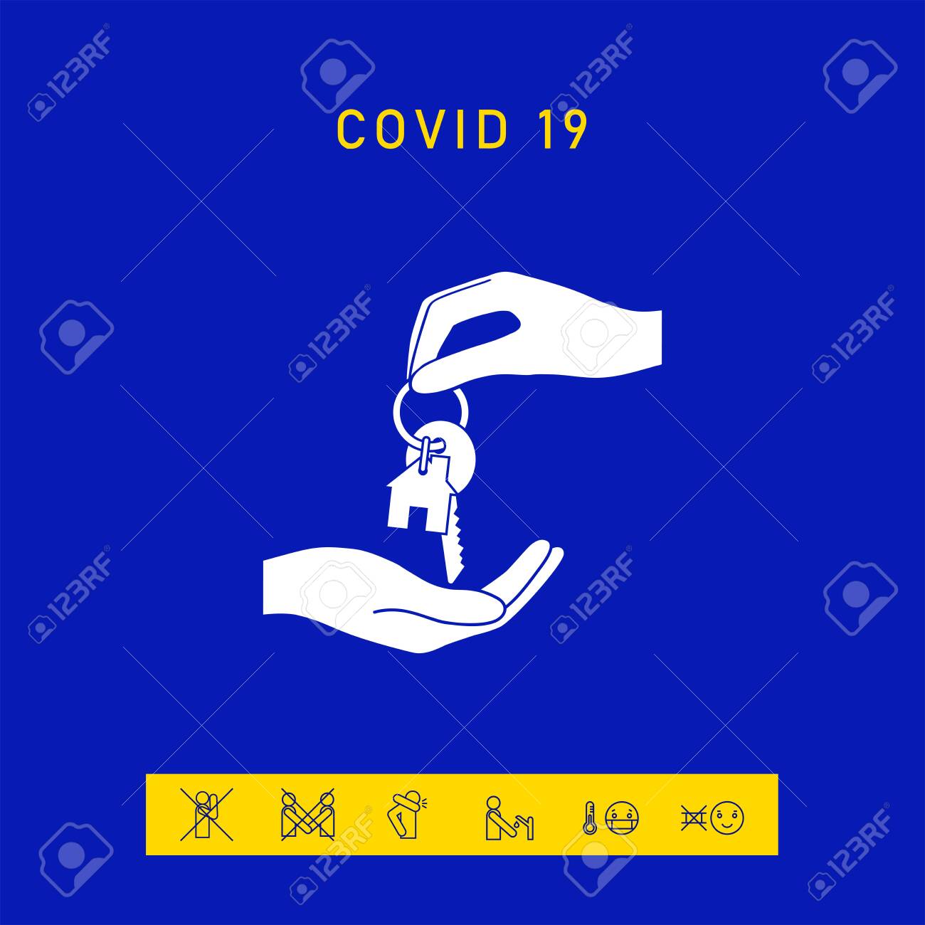 Receiving the key with keychain shaped like a house - icon. - 144674477 Receiving the key with keychain shaped like a house - icon. - 144674477