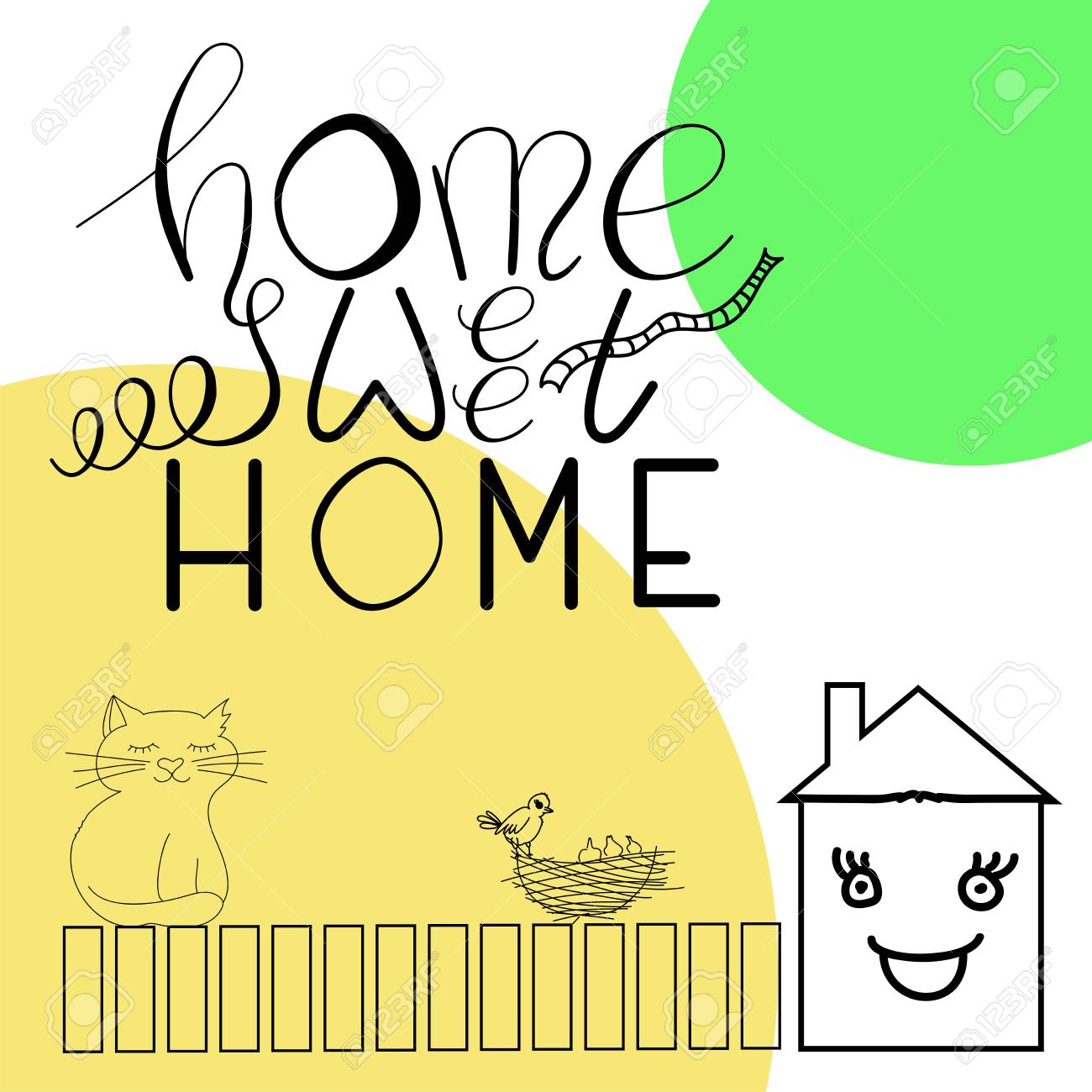 Vector printable lettering Dwelling adorable household upon white, yellow and.. picture relating to Printable Lettering known as Vector printable lettering Household lovable household upon white, yellow and..