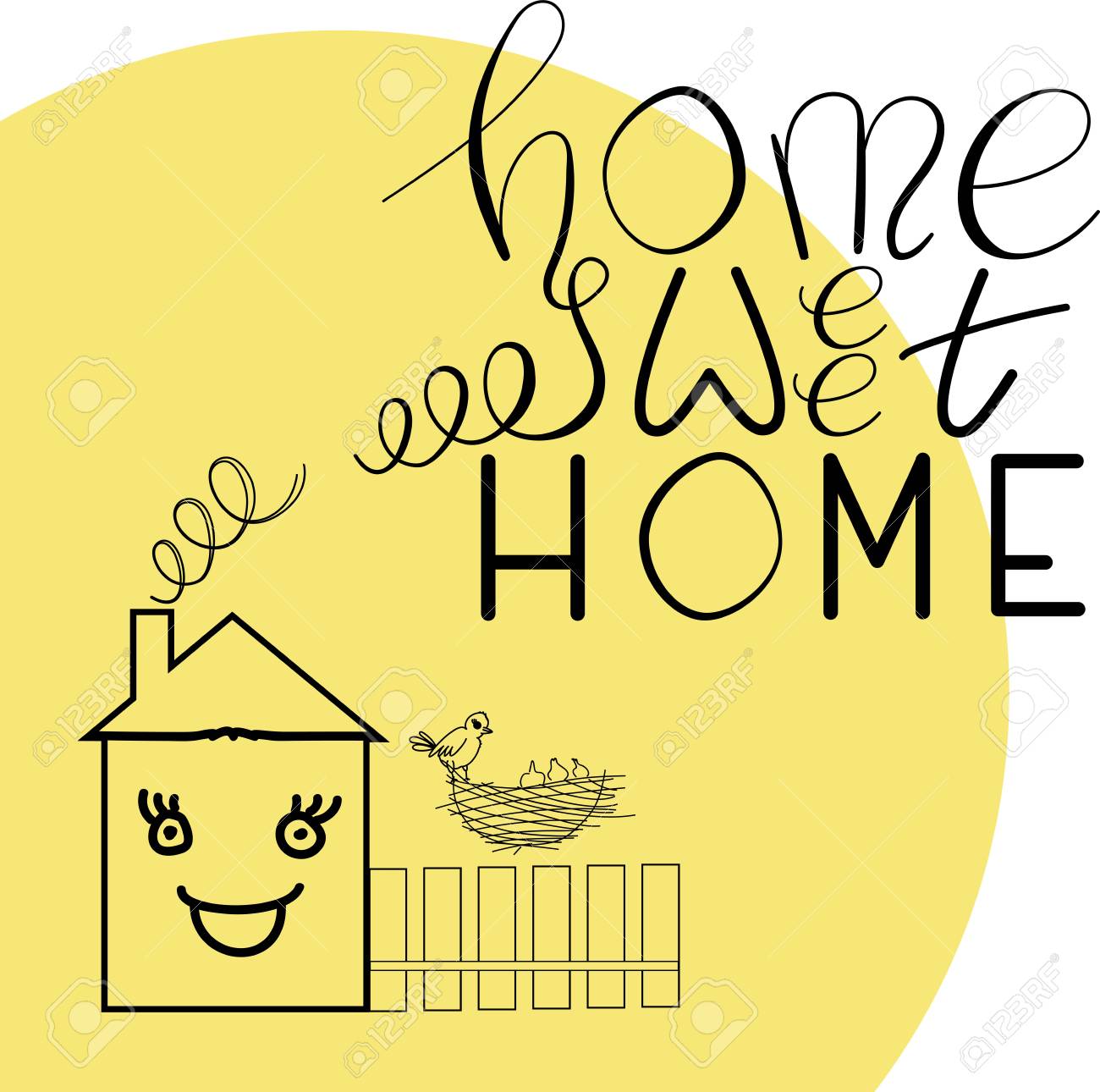 Vector printable lettering Property lovable household upon white and yellow.. photograph regarding Printable Lettering titled Vector printable lettering Property adorable household upon white and yellow..