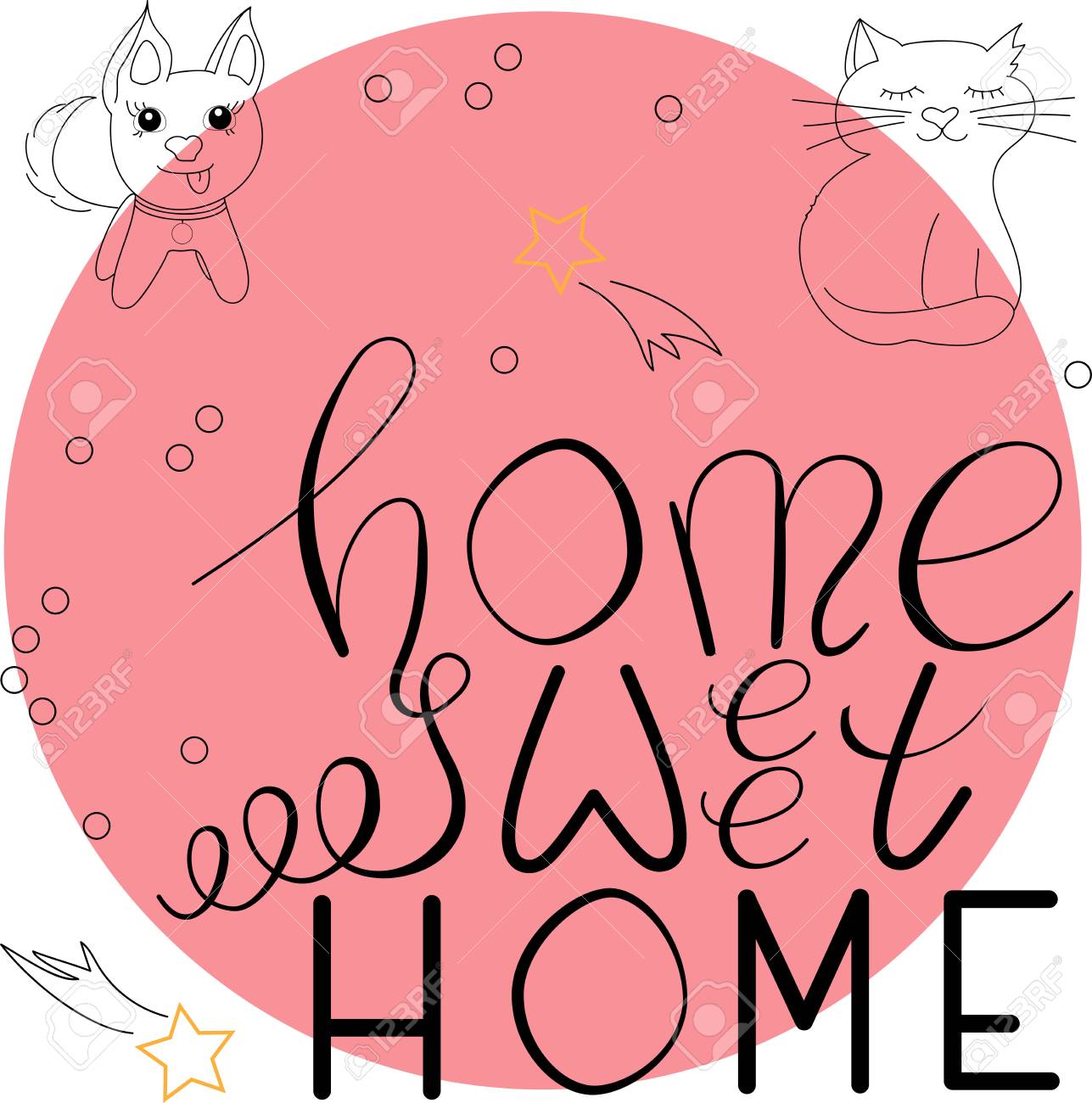 Vector printable lettering Dwelling adorable residence upon whiteand coral.. image about Printable Lettering referred to as Vector printable lettering House adorable house upon whiteand coral..