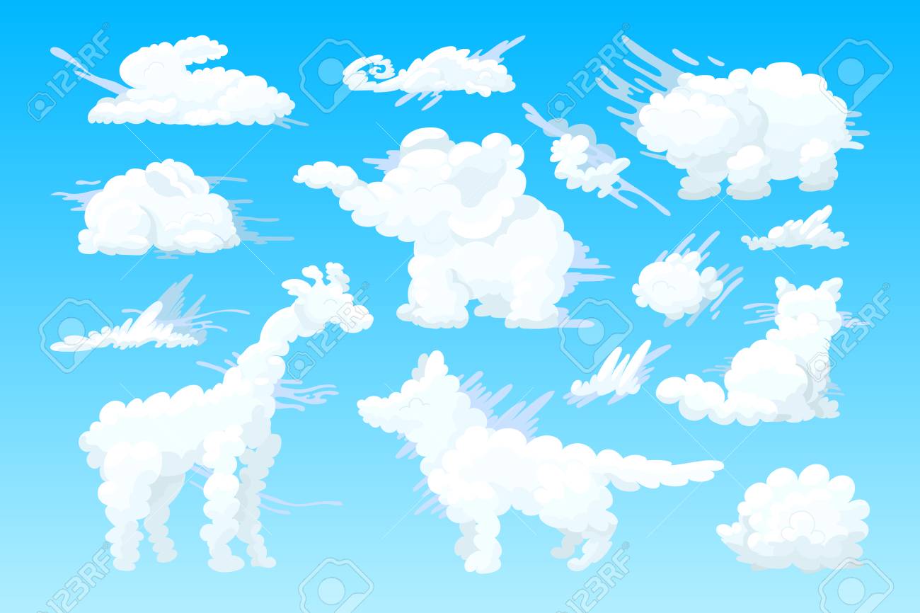 Vector Animal Shaped Cloud Cartoon Cloudy Sky Set Royalty Free Cliparts Vectors And Stock Illustration Image
