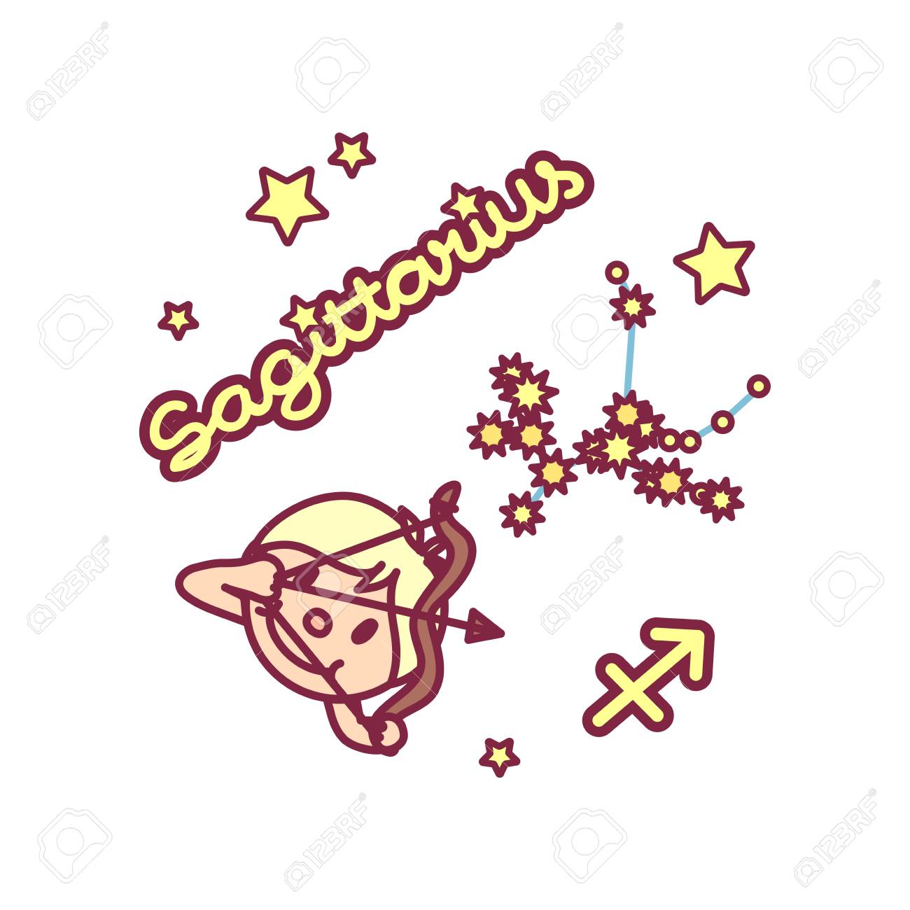 Vector Cute Zodiac Sign Sagittarius Constellation Royalty Free Cliparts Vectors And Stock Illustration Image 110945169