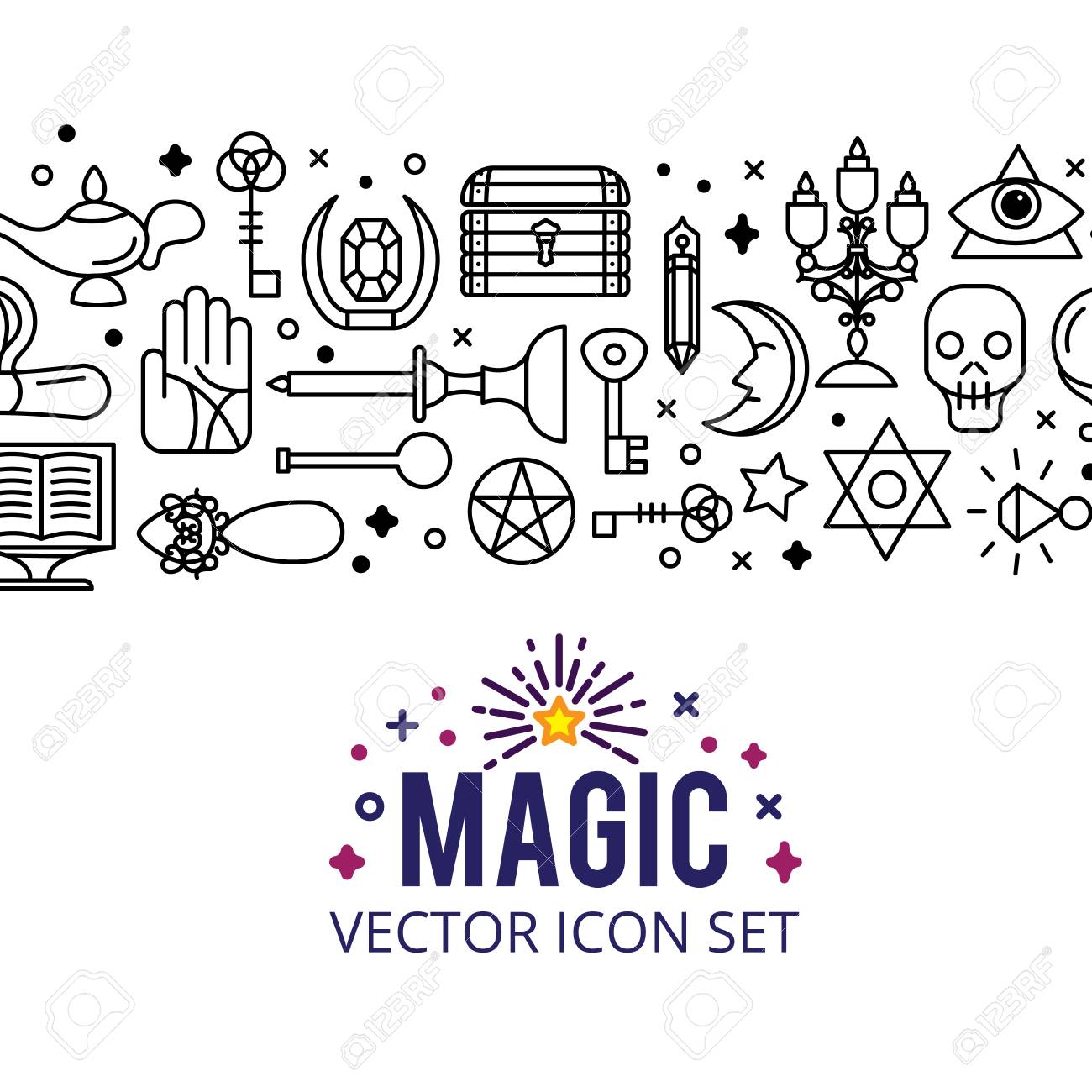 魔法アイコンのベクター イラストです 魔法の光を輝き 謎の奇跡のイラスト素材 ベクタ Image 71309293