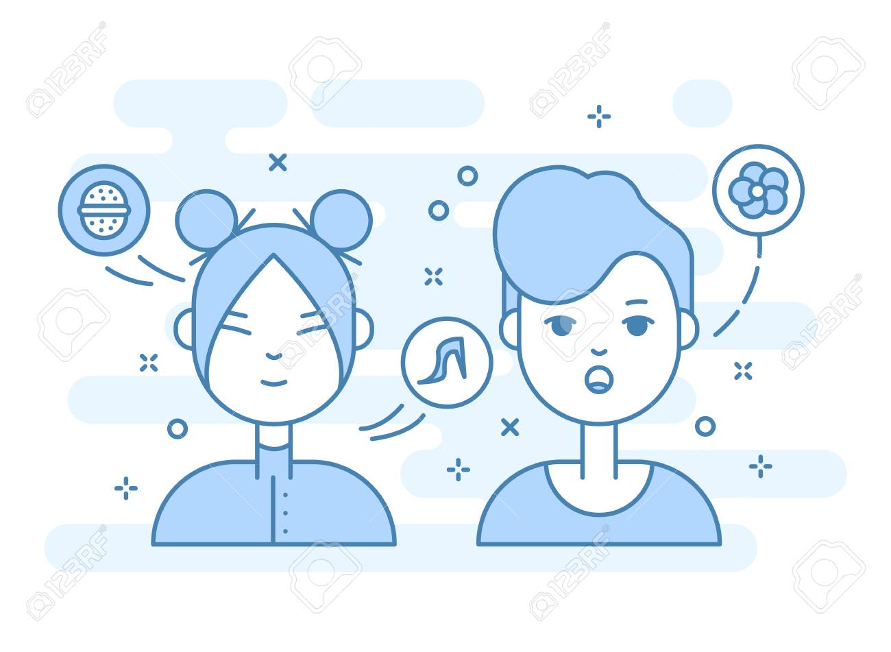 linear flat people faces vector illustration social media avatar
