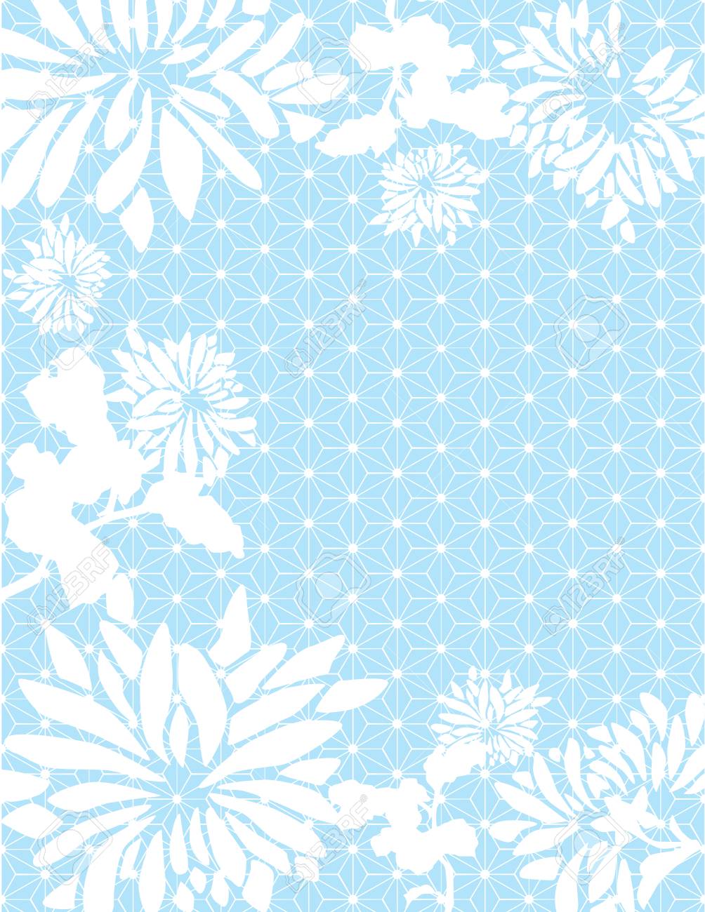 Fleurs De Chrysantheme Asiatiques Sur Le Bleu Motif Traditionnel Japonais Clip Art Libres De Droits Vecteurs Et Illustration Image