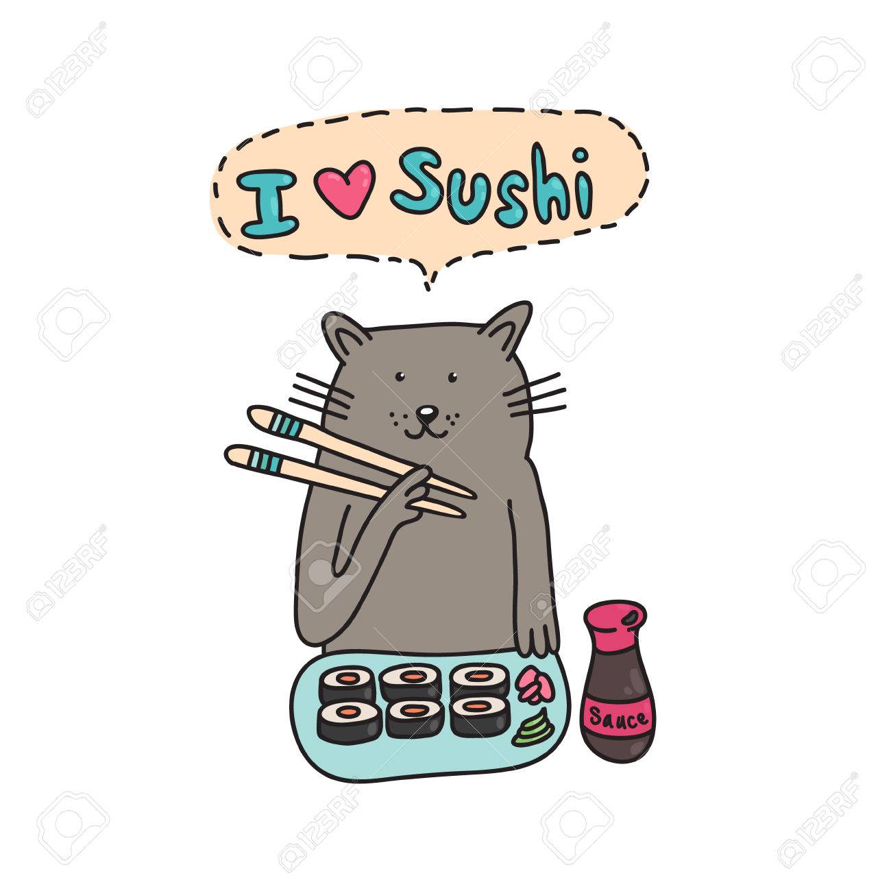 Carte Avec L Image D Un Chat Qui Mange Des Sushis Peut Etre Utilise Comme Une Impression Pour T Shirts Des Cas De Telephone Portable Et D Autres Produits Clip Art Libres De Droits Vecteurs Carte Avec L Image D Un Chat Qui Mange Des Sushis Peut Etre Utilise Comme Une Impression Pour T Shirts Des Cas De Telephone Portable Et D Autres Produits Clip Art Libres De Droits Vecteurs