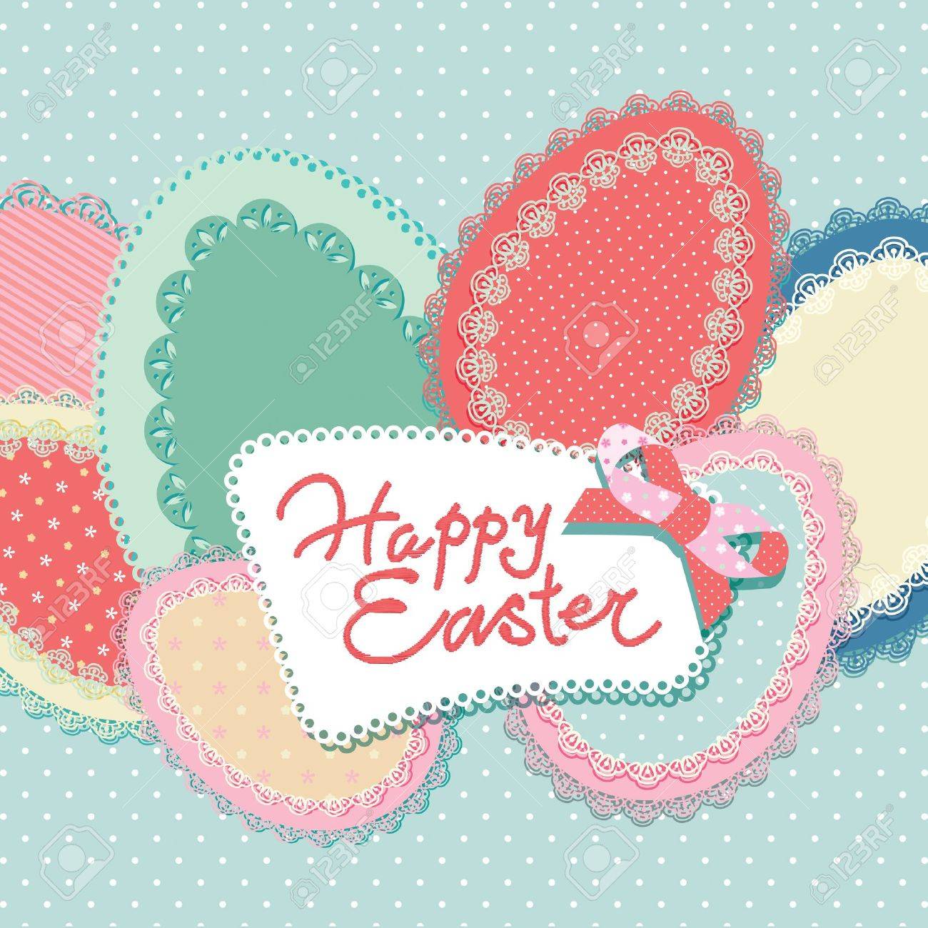 レース ペーパー卵と碑文のビンテージ イースター カード ベクトル イラスト のイラスト素材 ベクタ Image